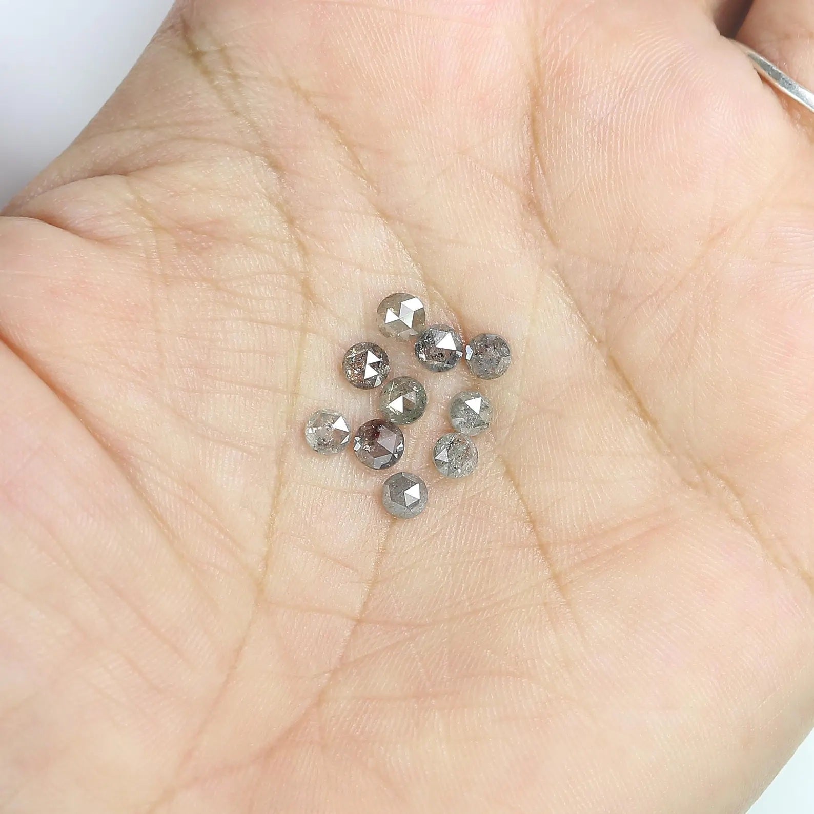 2.09 Ct Natural Loose Round Shape Diamond Salt And Pepper Round Cut Diamond 3.55 MM Natural Black Grey Color Round Rose Cut Diamond NQ2084