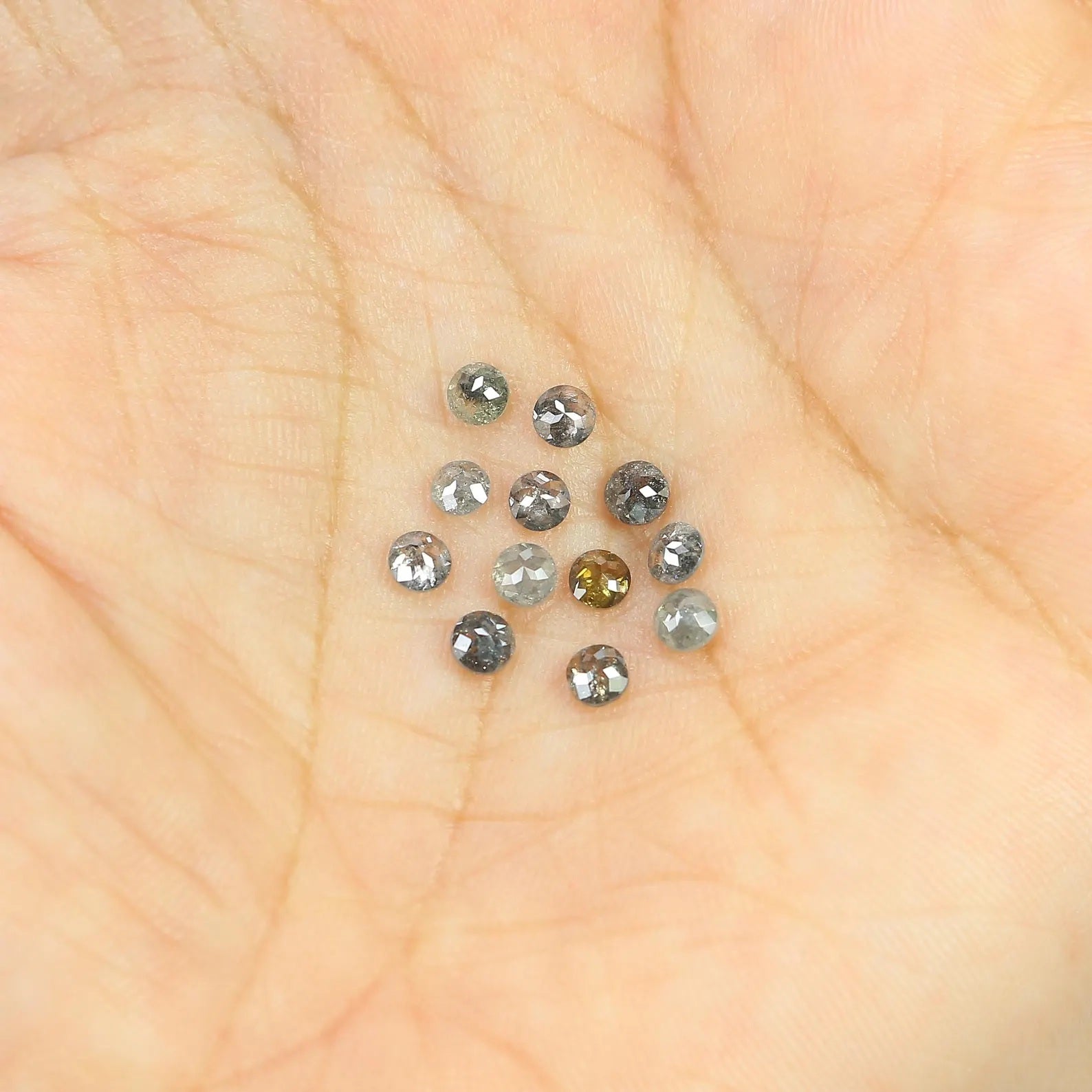 1.80 CT Natural Loose Round Shape Diamond Salt And Pepper Round Cut Diamond 3.00 MM Natural Black Grey Color Round Rose Cut Diamond NQ8070