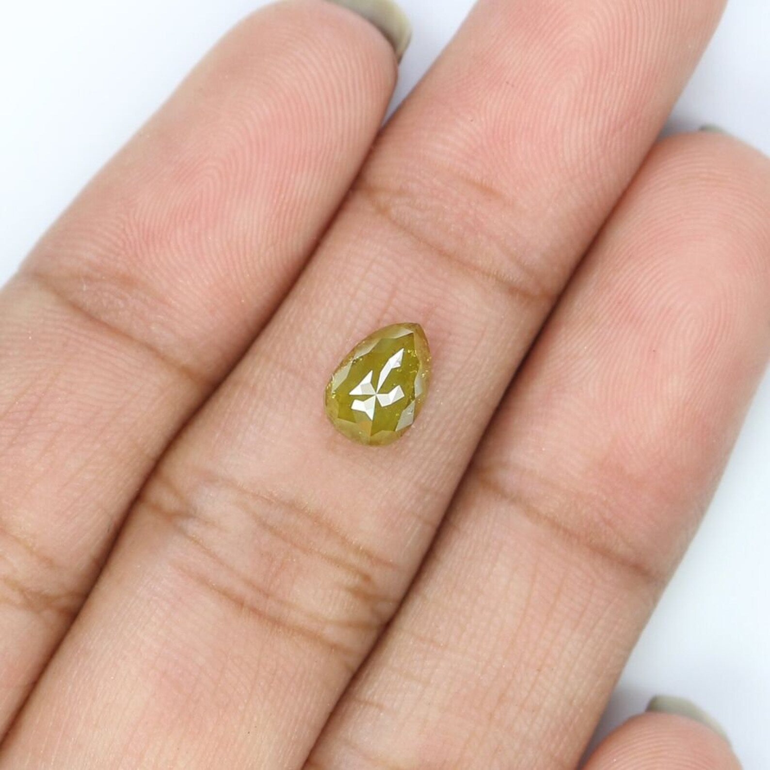 1.21 CT Natural Loose Pear Shape Diamond Yellow Color Pear Cut Diamond 7.40 MM Natural Loose Diamond Yellow Pear Rose Cut Diamond NQ9212