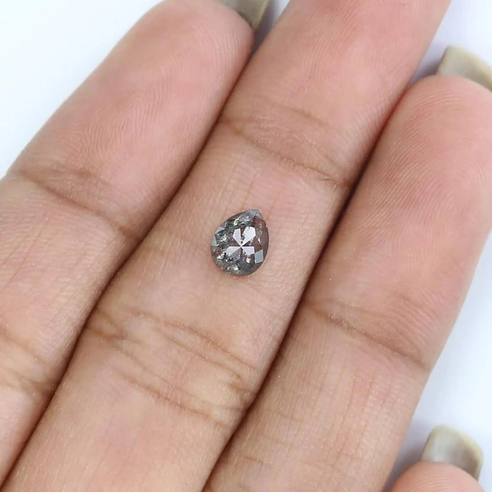 0.45 CT Natural Loose Pear Shape Diamond Salt And Pepper Pear Diamond 5.85 MM Natural Diamond Black Grey Color Pear Rose Cut Diamond NQ2439