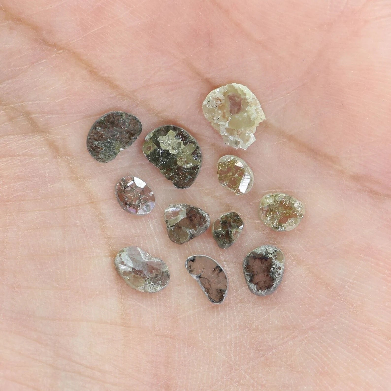 2.70 CT Natural Loose Slice Cut Diamond Salt And Pepper Slice Diamond 4.10 MM Natural Black Grey Color Diamond Slice Rose Cut Diamond NQ2092