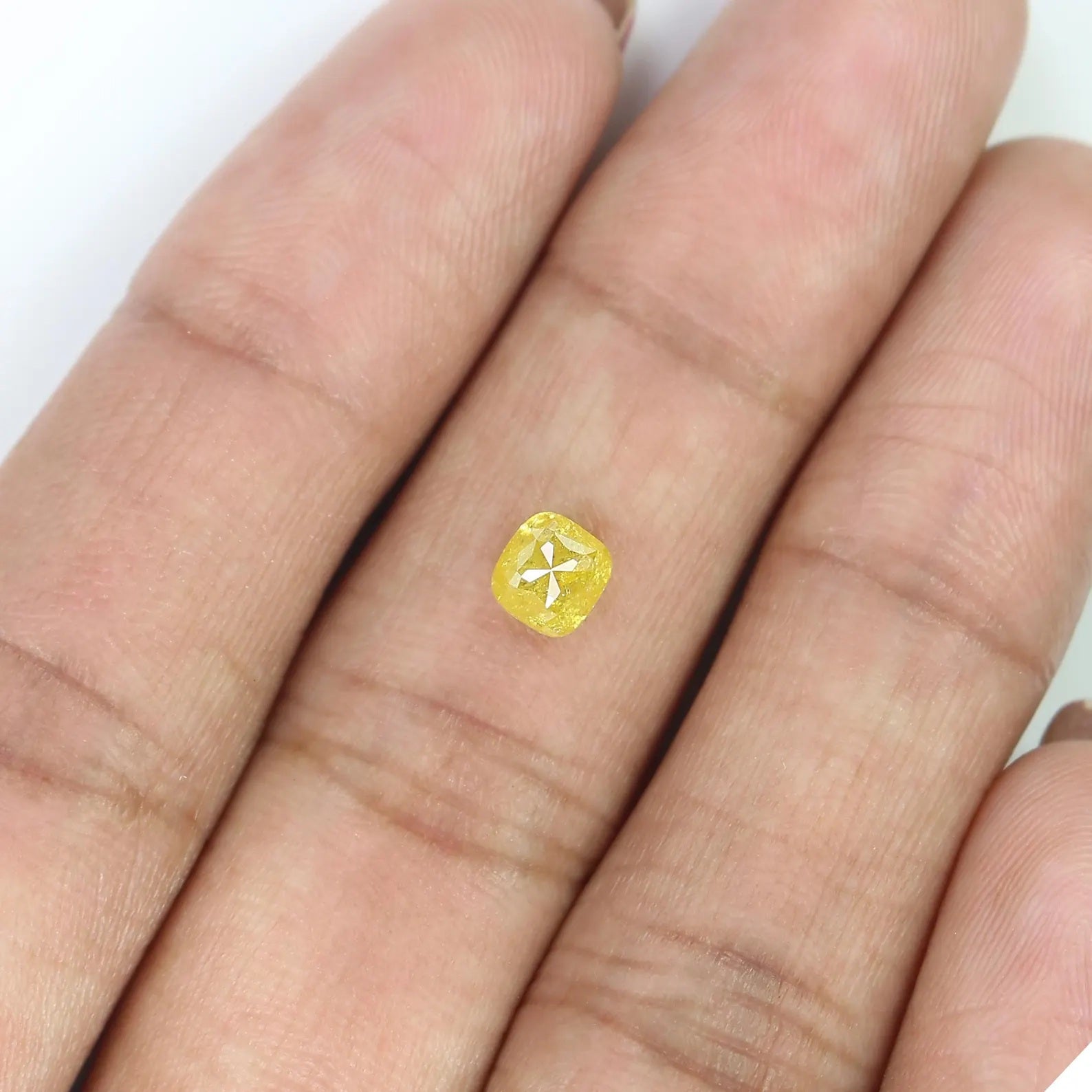 0.75 CT Natural Loose Cushion Shape Diamond Yellow Color Cushion Cut Diamond 4.85 MM Natural Yellow Color Cushion Rose Cut Diamond NQ2367