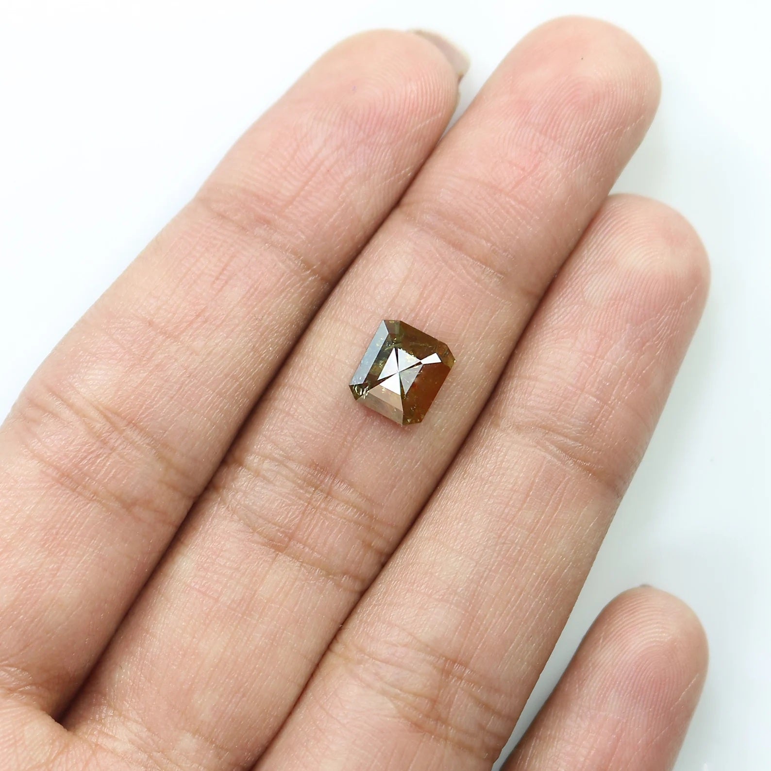 1.46 CT Natural Loose Radiant Shape Diamond Brown Color Radiant Cut Diamond Diamond 7.60 MM Natural Loose Radiant Rose Cut Diamond QN9224