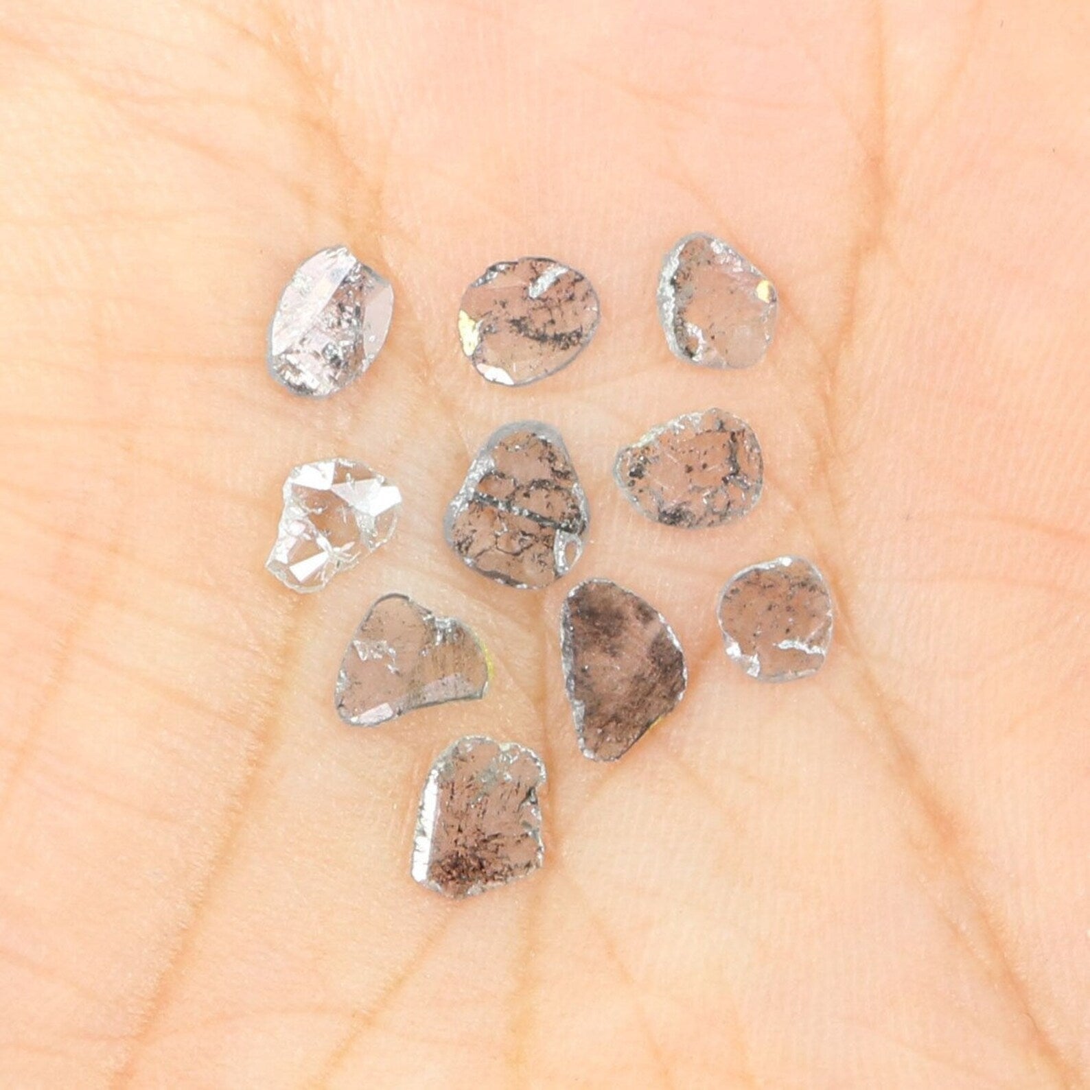 1.04 Ct Natural Loose Slice Shape Diamond Salt And Pepper Slice Diamond 3.95 MM NaturaI Diamond Black Grey Color Slice Cut Diamond NQ2136