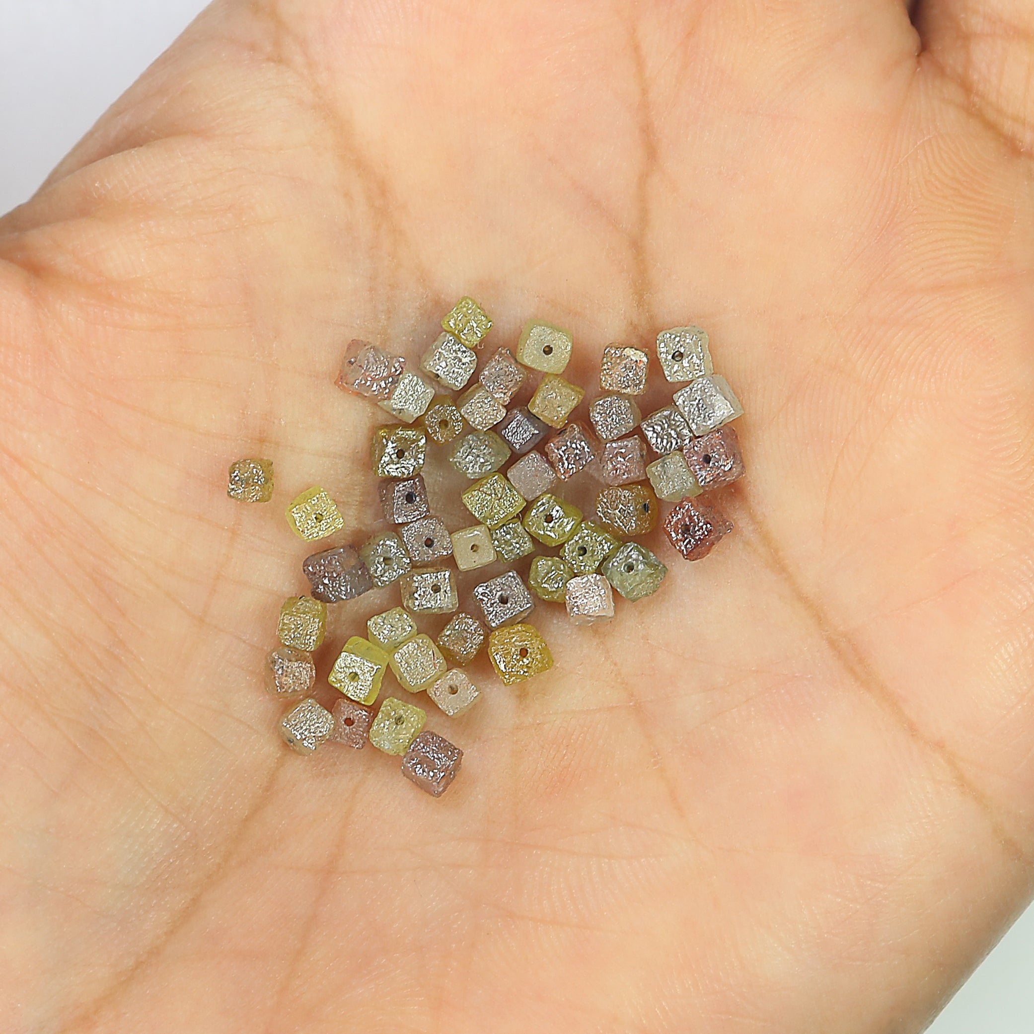 Natural Loose Rough Cube Diamond Mix Color Bead Cut Diamond 2.00 To 3.00 MM 1.00 Ct Lot Uncut Drilled Bead Rough Irregular Cut Diamond Q128