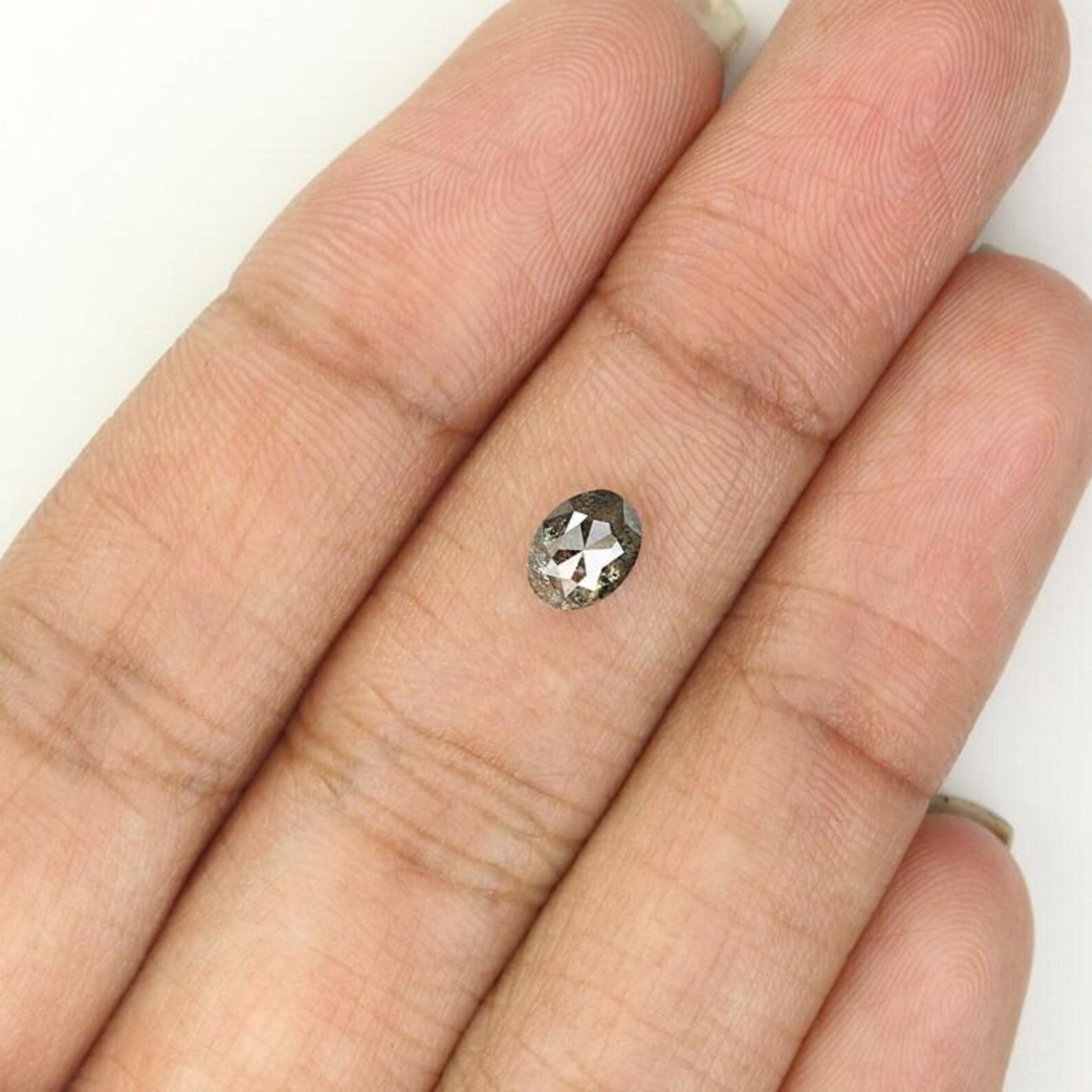 0.63 Ct Natural Loose Oval Shape Diamond Salt And Pepper Oval Cut Diamond 6.00 MM Natural Black Grey Color Oval Rose Cut Diamond NQ1529