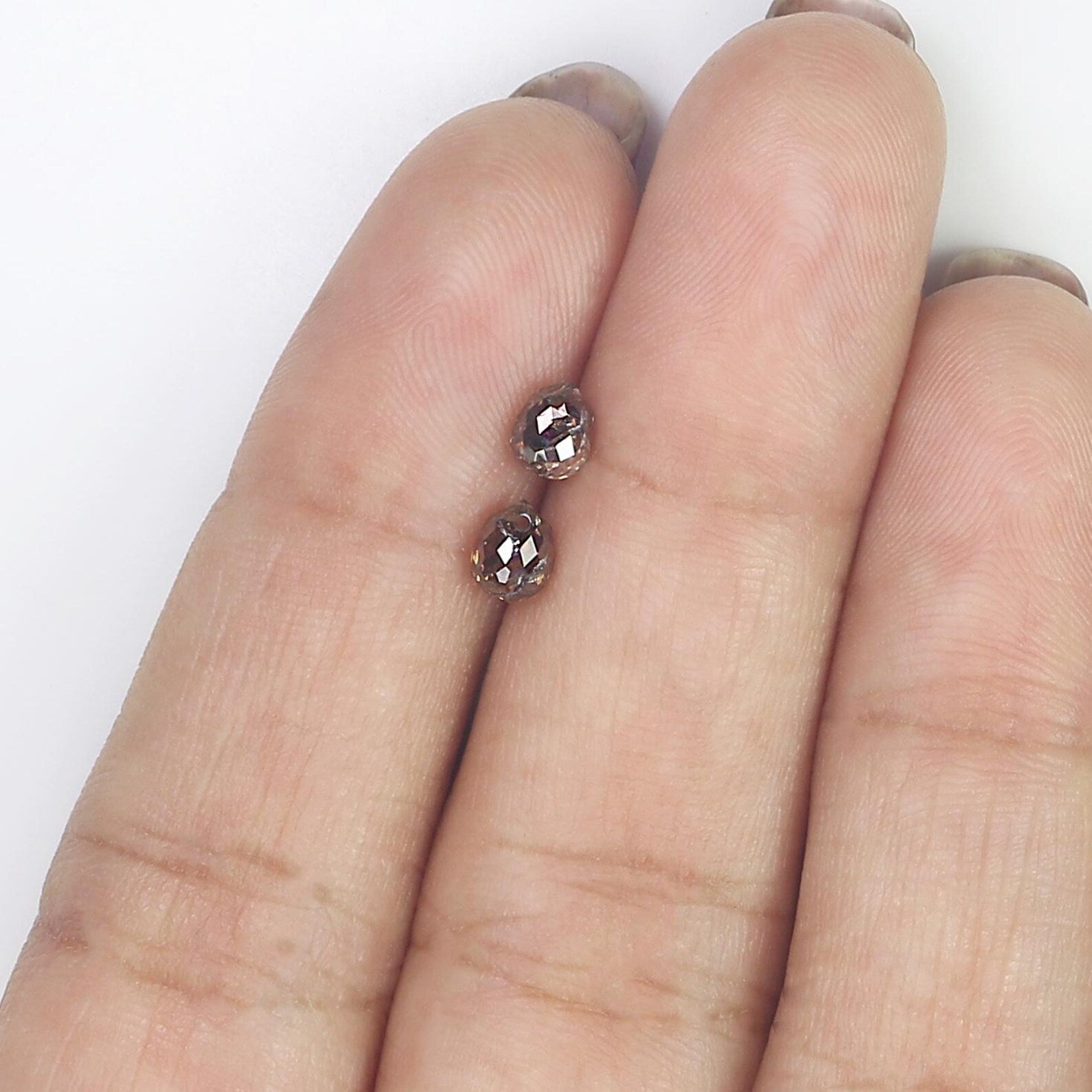 1.07 CT Natural Loose Drop Shape Pair Diamond Brown Color briolette Diamond 4.50 MM Natural Diamond Brown Color Drop Rose Cut Diamond NQ867