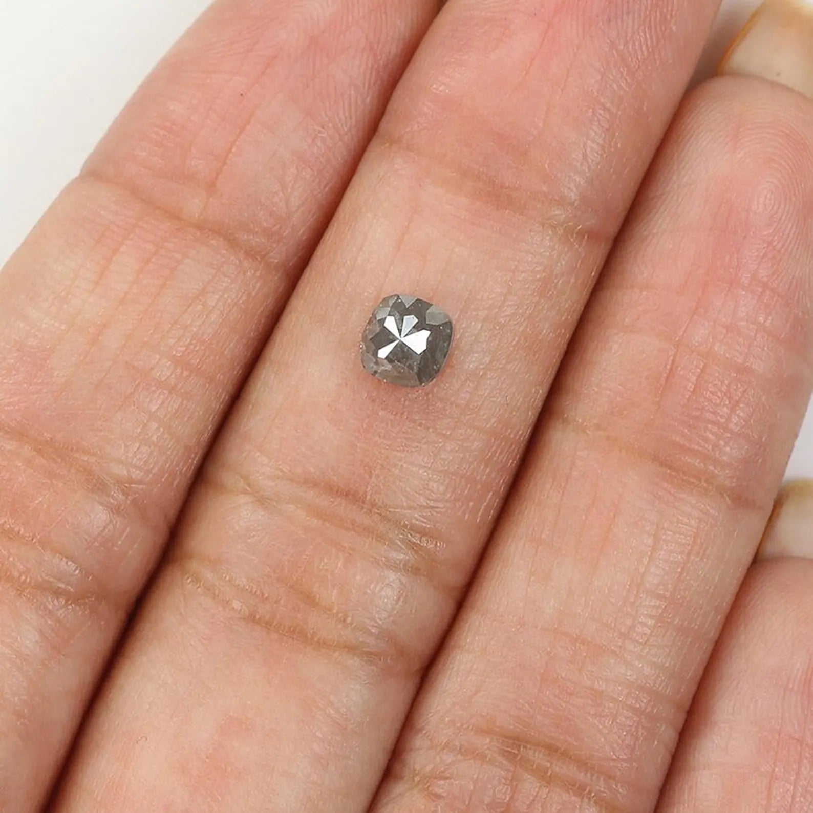 0.65 Ct Natural Loose Cushion Shape Diamond Salt And Pepper Cushion Diamond 4.80 MM Natural Black Grey Color Cushion Rose Cut Diamond NQ1768