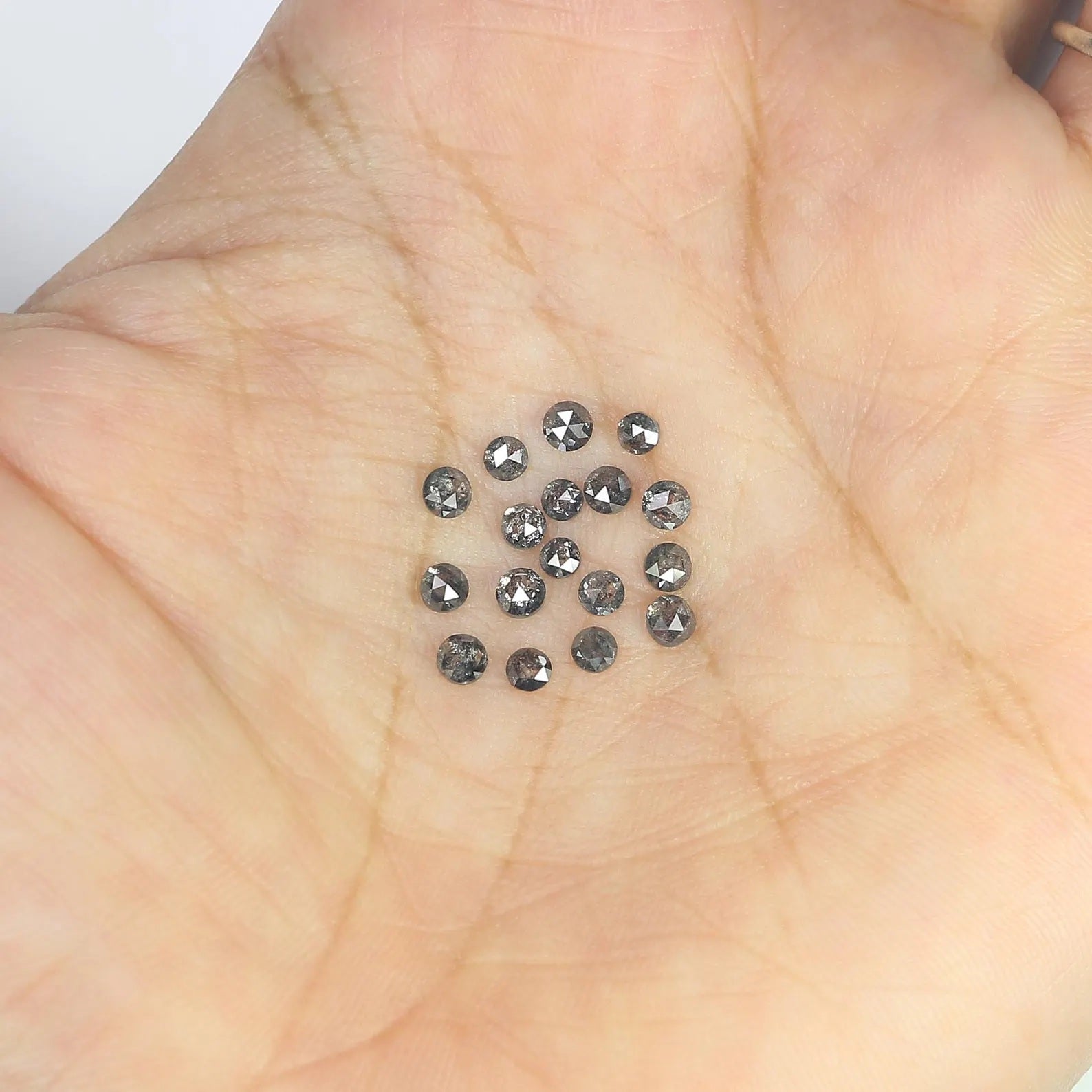 1.64 CT Natural Loose Round Rose Cut Diamond Salt And Pepper Round Shape Diamond 2.35 MM Natural Loose Round Rose Cut Shape Diamond NQ2061