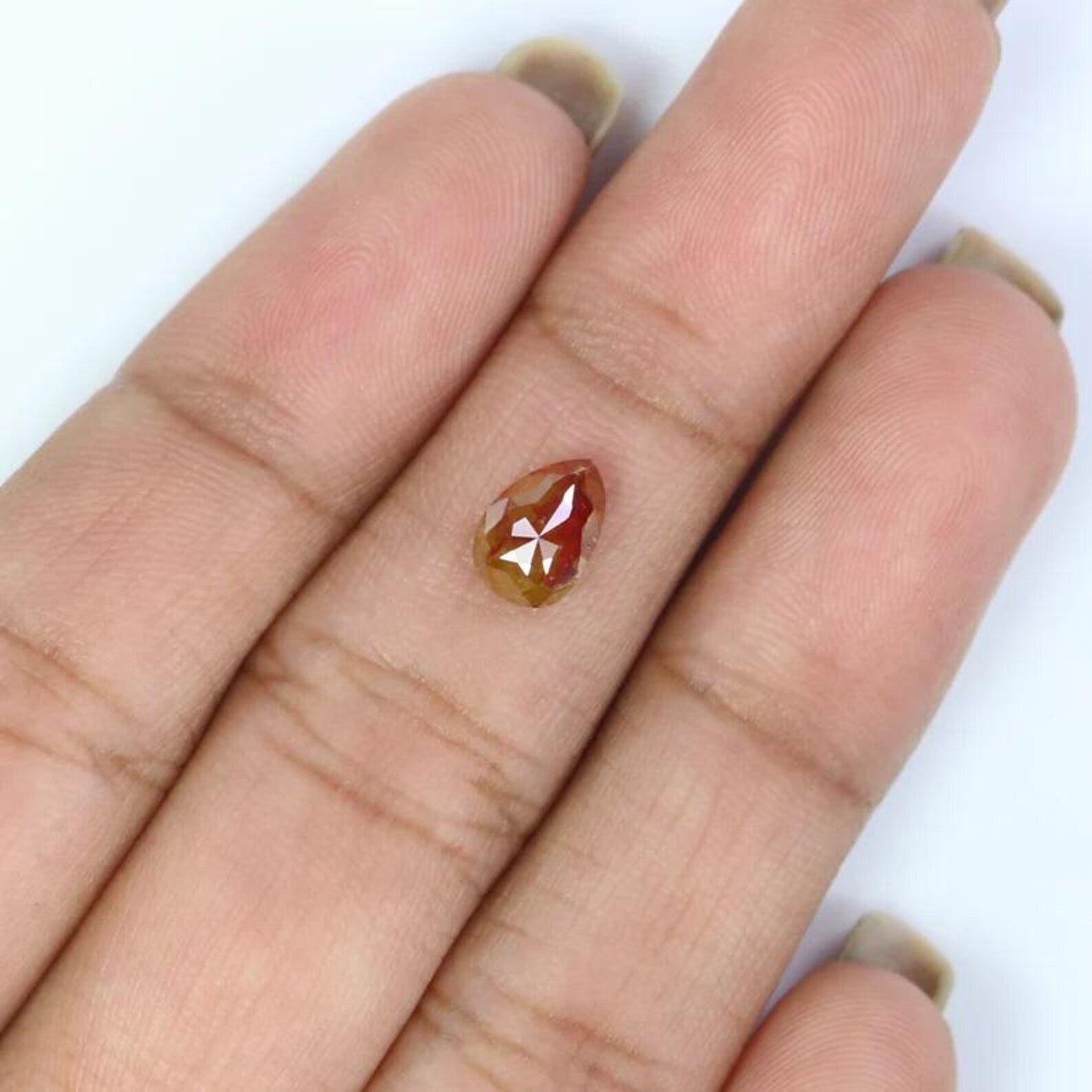 0.95 Ct Natural Loose Pear Shape Diamond Brown Color Pear Diamond 7.45 MM Natural Loose Diamond Brown Color Pear Rose Cut Diamond NQ2368