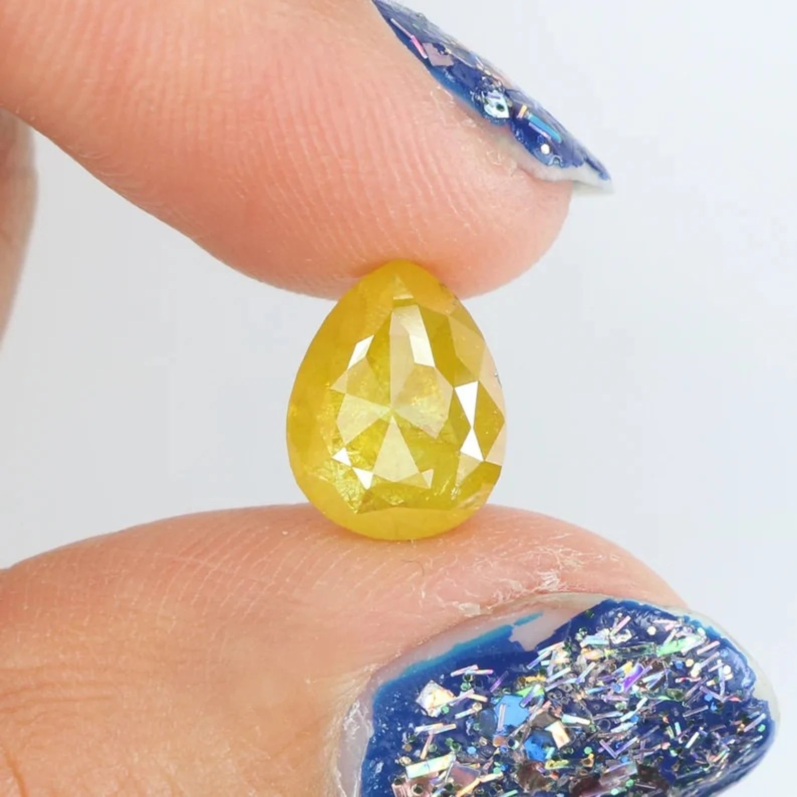 1.56 Ct Natural Loose Pear Shape Diamond Yellow Color Pear Diamond 8.90 MM Natural Loose Diamond Yellow Color Pear Rose Cut Diamond QN323