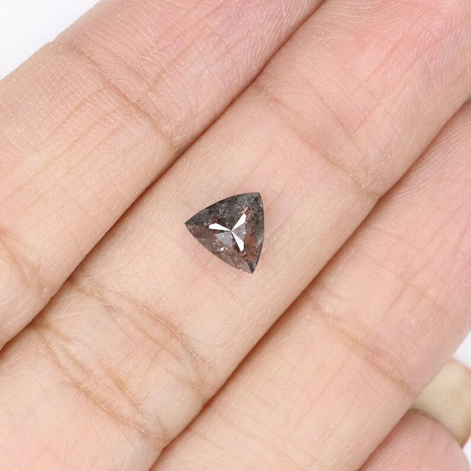 0.80 CT Natural Loose Triangle Diamond Salt And Pepper Triangle Diamond 6.20 MM Natural Black Grey Color Triangle Rose Cut Diamond NQ9544