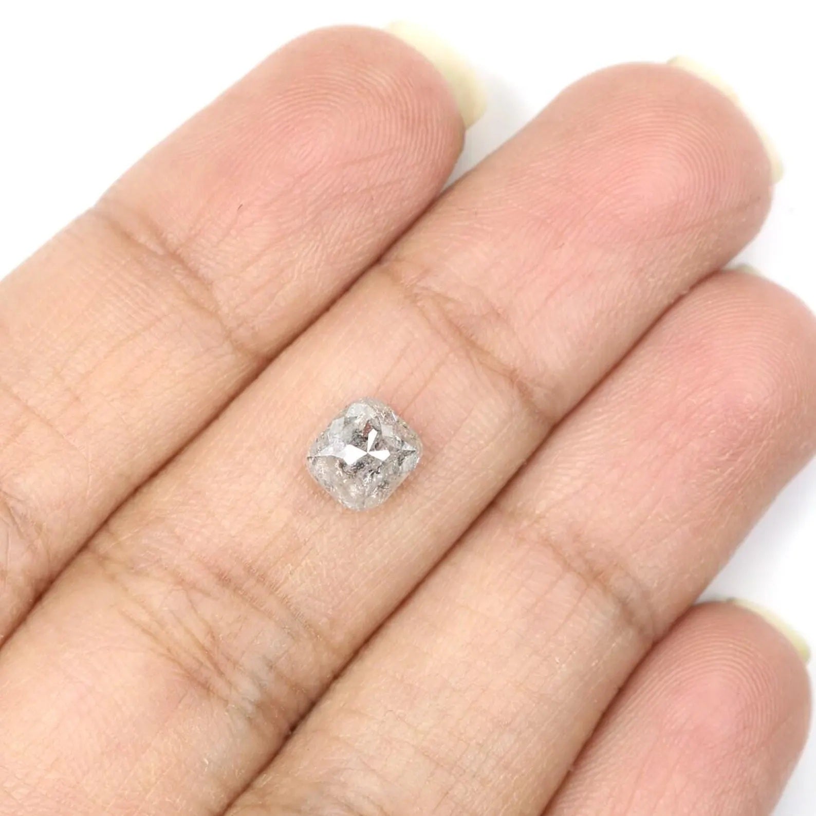 1.26 CT Natural Loose Cushion Cut Diamond Salt And Pepper Cushion Diamond 6.00 MM Natural Diamond Grey Color Cushion Rose Cut Diamond NQ7795