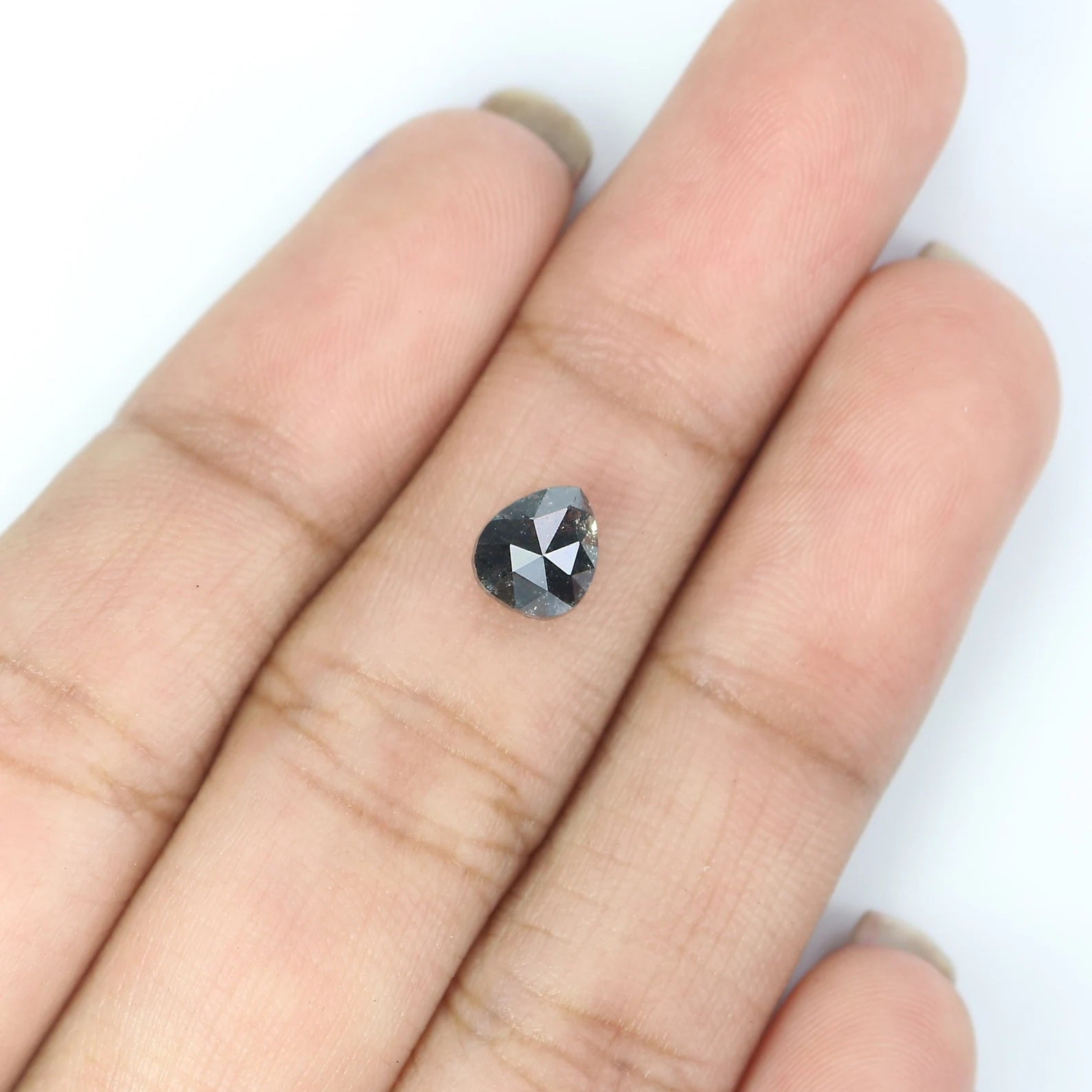 1.00 CT Natural Loose Pear Shape Diamond Salt And Pepper Pear Cut Diamond 6.35 MM Natural Loose Diamond Pear Shape Rose Cut Diamond QN9348