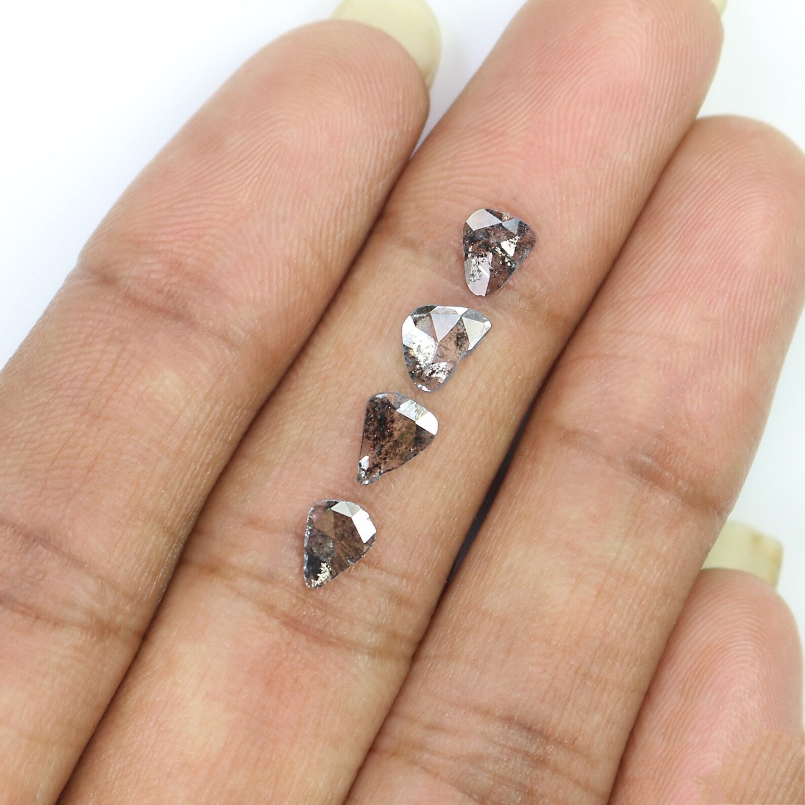 0.80 Ct Natural Loose Slice Cut Diamond Salt And Pepper Slice Diamond 6.15 MM Natural Black Grey Color Irregular Rose Cut Diamond NQ2516