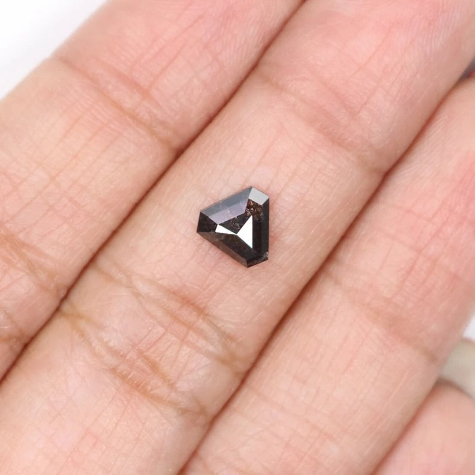 0.89 Ct Natural Loose Triangle Shape Diamond Salt And Pepper Triangle Diamond 6.50 MM Natural Black Color Triangle Rose Cut Diamond NQ9346