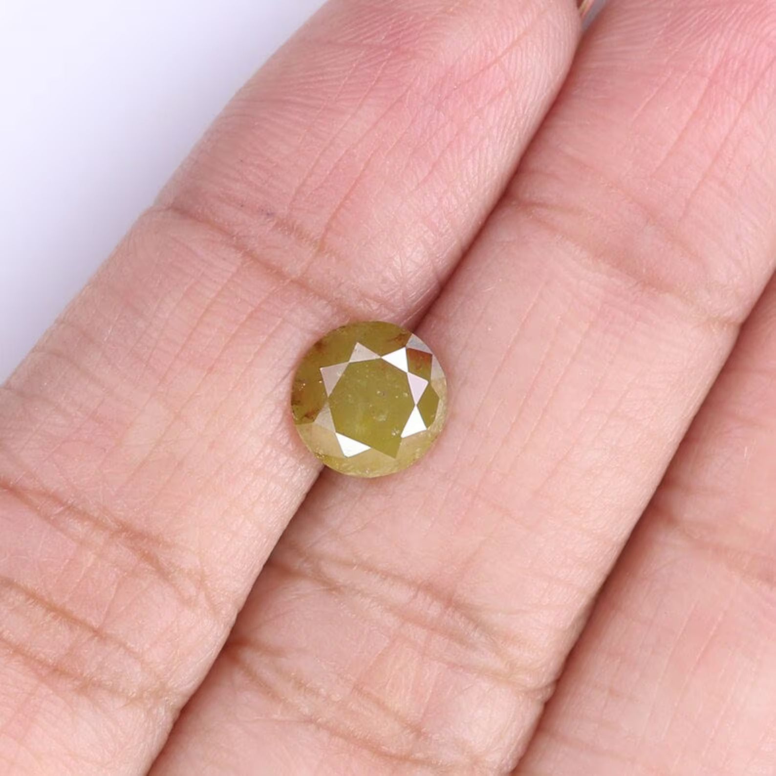 1.42 CT Natural Loose Round Shape Diamond Yellow Color Round Cut Diamond 7.40 MM Natural Loose Diamond Round Brilliant Cut Diamond NQ9078