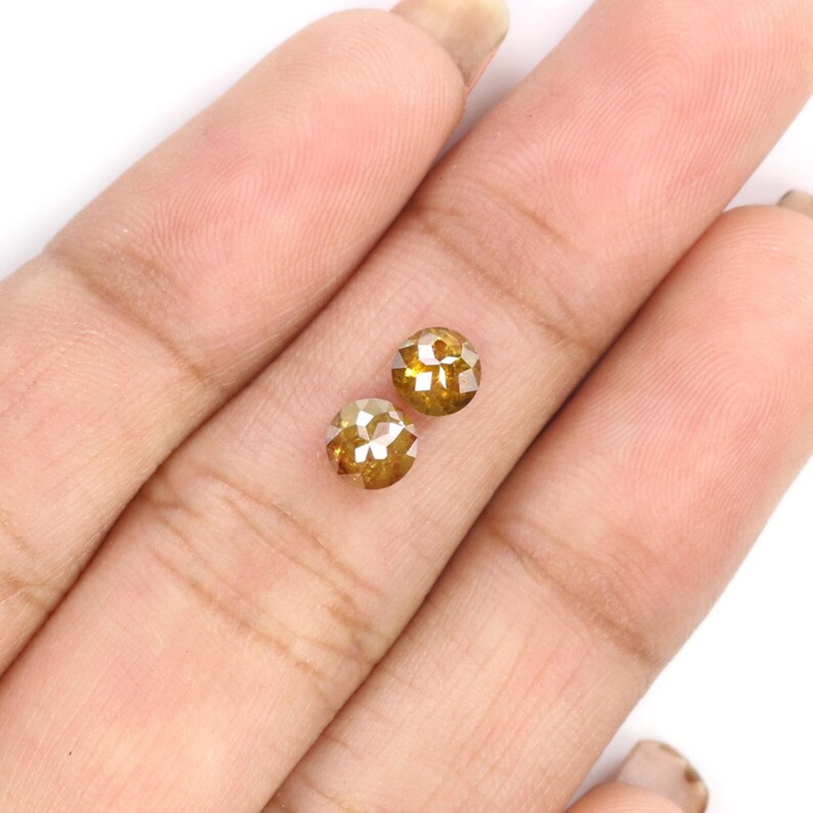 0.92 CT Natural Loose Round Shape Pair Diamond Brown Color Round Diamond 4.65 MM Natural Diamond Brown Color Round Rose Cut Diamond NQ1944