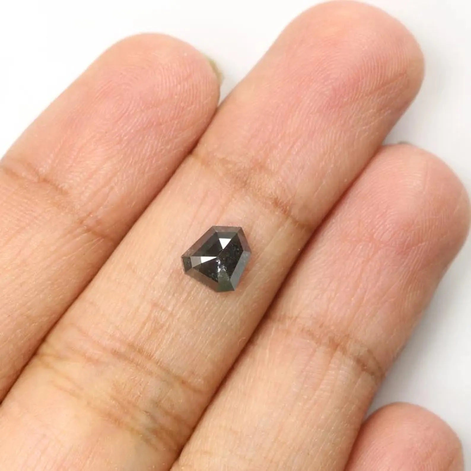 0.90 CT Natural Loose Shield Shape Diamond Salt And Pepper Shield Diamond 6.30 MM Natural Loose Black Color Shield Rose Cut Diamond NQ9209