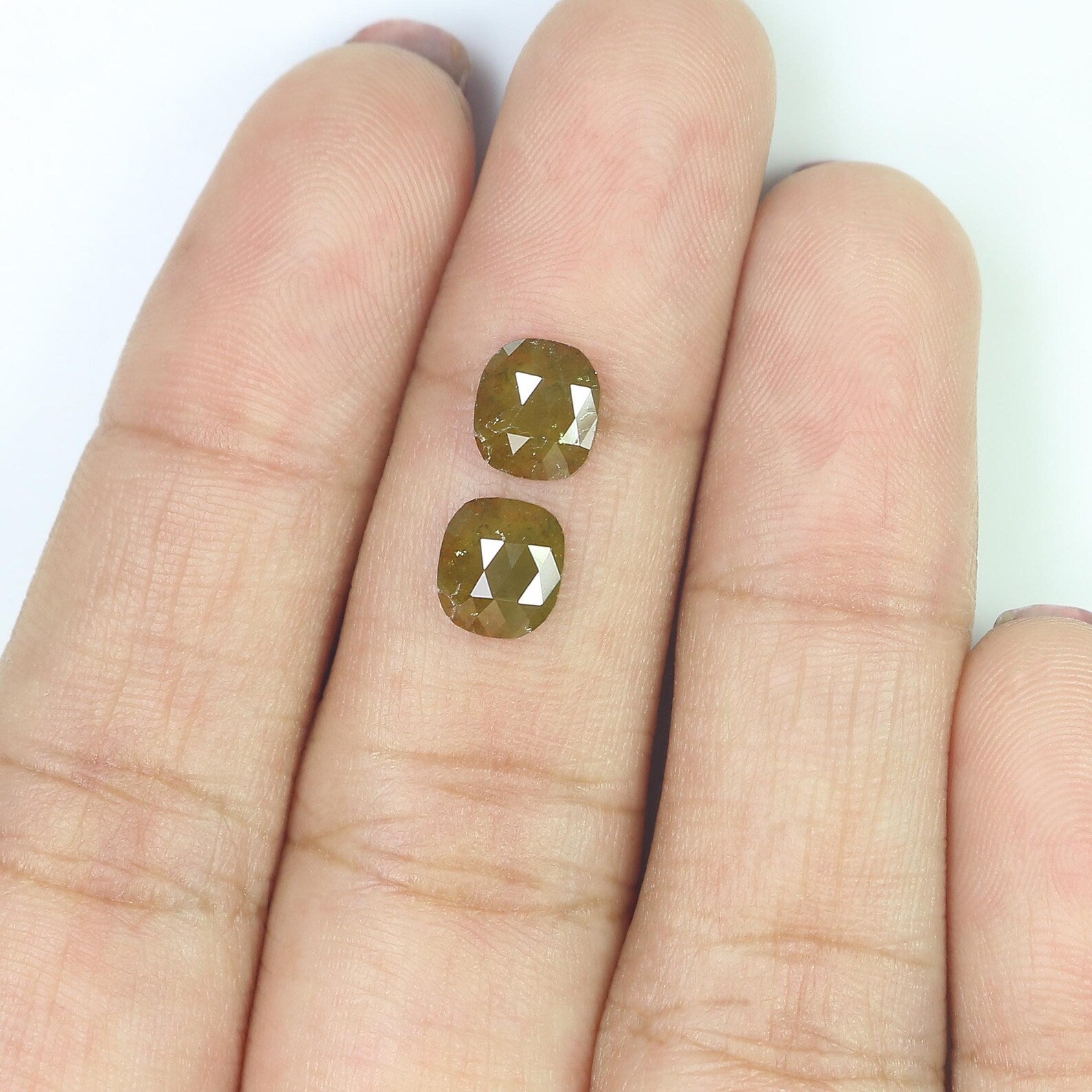 1.80 CT Natural Loose Oval Shape Pair Diamond Yellow Color Oval Cut Pair Diamond 6.70 MM Natural Loose Oval Pair Rose Cut Diamond NQ8231