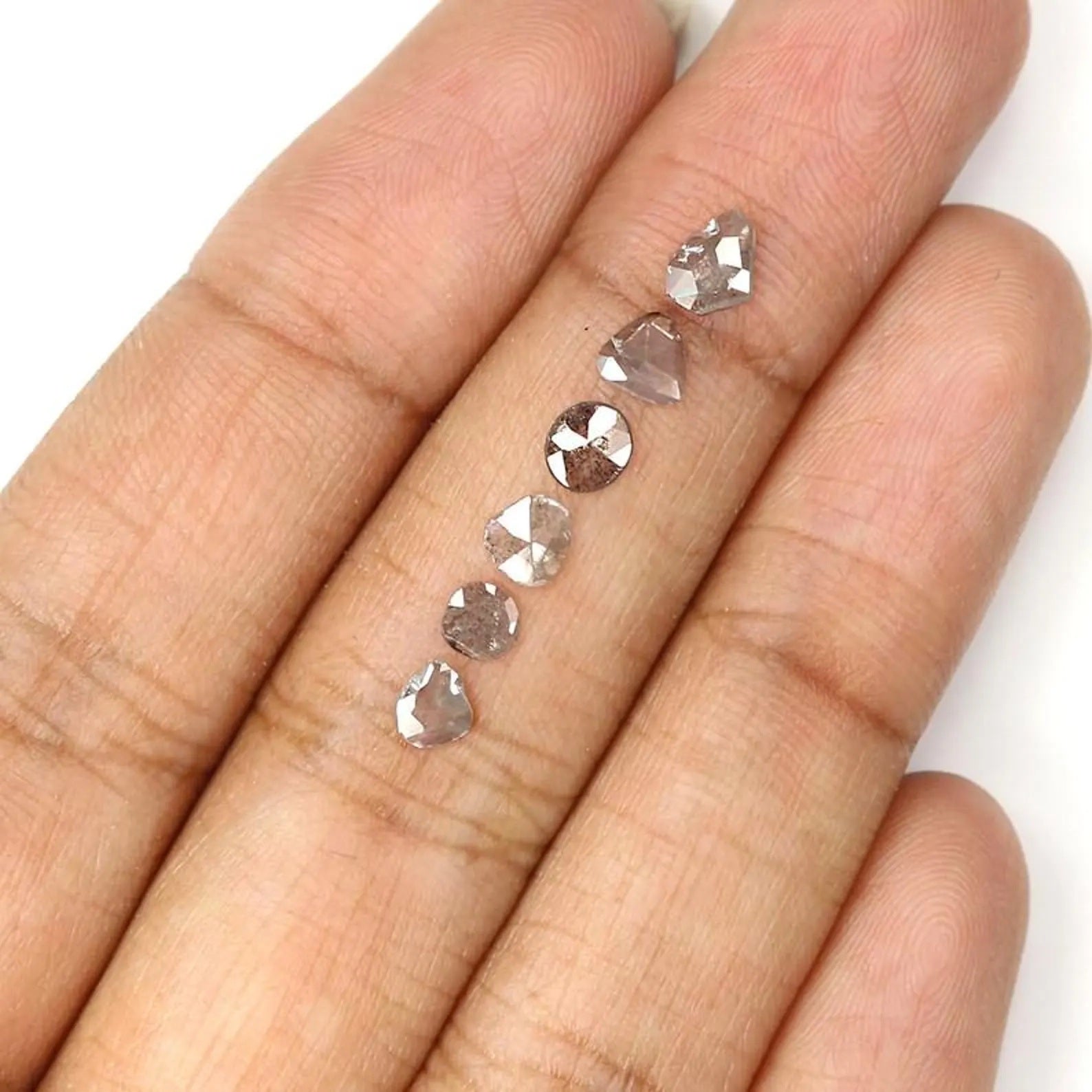 0.75 CT Natural Loose Slice Shape Diamond Salt And Pepper Irregular Cut Diamond 3.60 MM Black Grey Color Slice Shape Rose Cut Diamond NQ1645