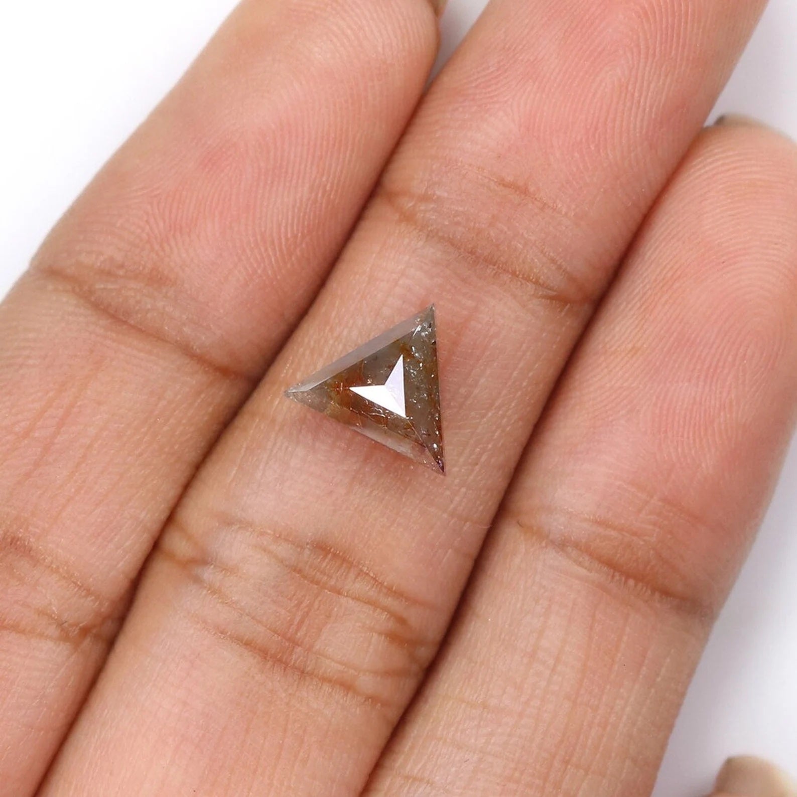 1.36 CT Natural Loose Triangle Cut Diamond Grey Brown Color Triangle Cut Diamond 7.45 MM Natural Grey Brown Triangle Rose Cut Diamond NQ746