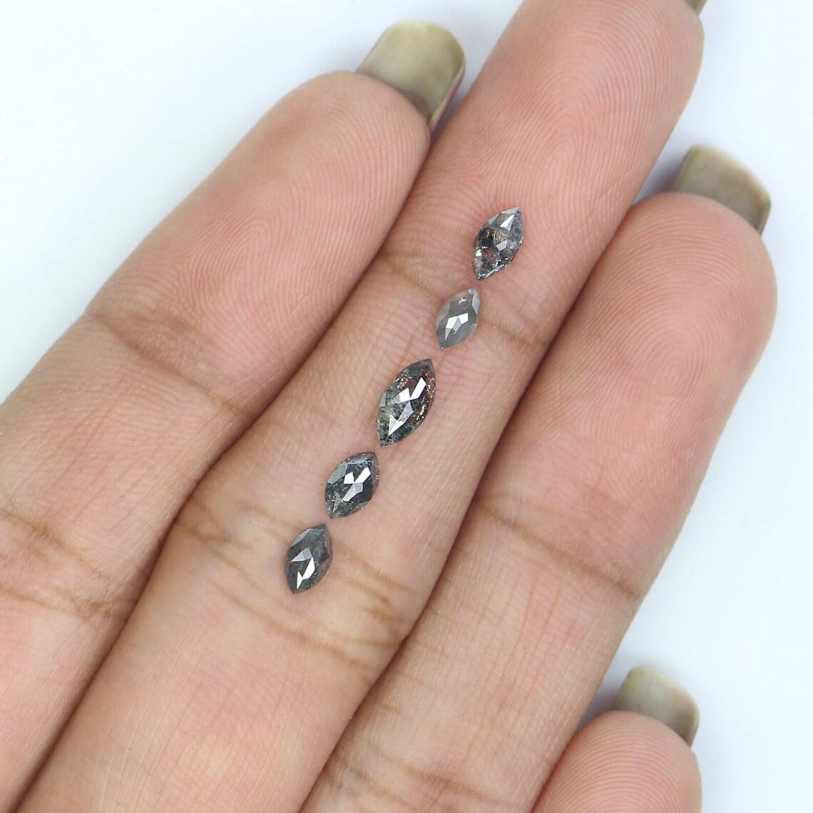 0.80 CT Natural Loose Marquise Shape Diamond Salt And Pepper Marquise Cut Diamond 6.30 MM Black Grey Color Marquise Rose Cut Diamond NQ2424