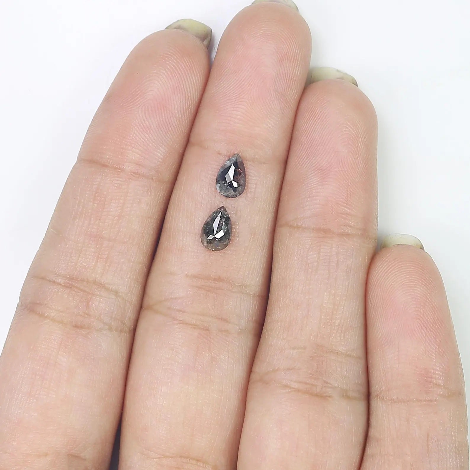 0.87 CT Natural Loose Pear Shape Diamond Salt And Pepper Diamond 6.35 MM Natural Loose Diamond Black Grey Color Pear Rose Cut Diamond NQ2279