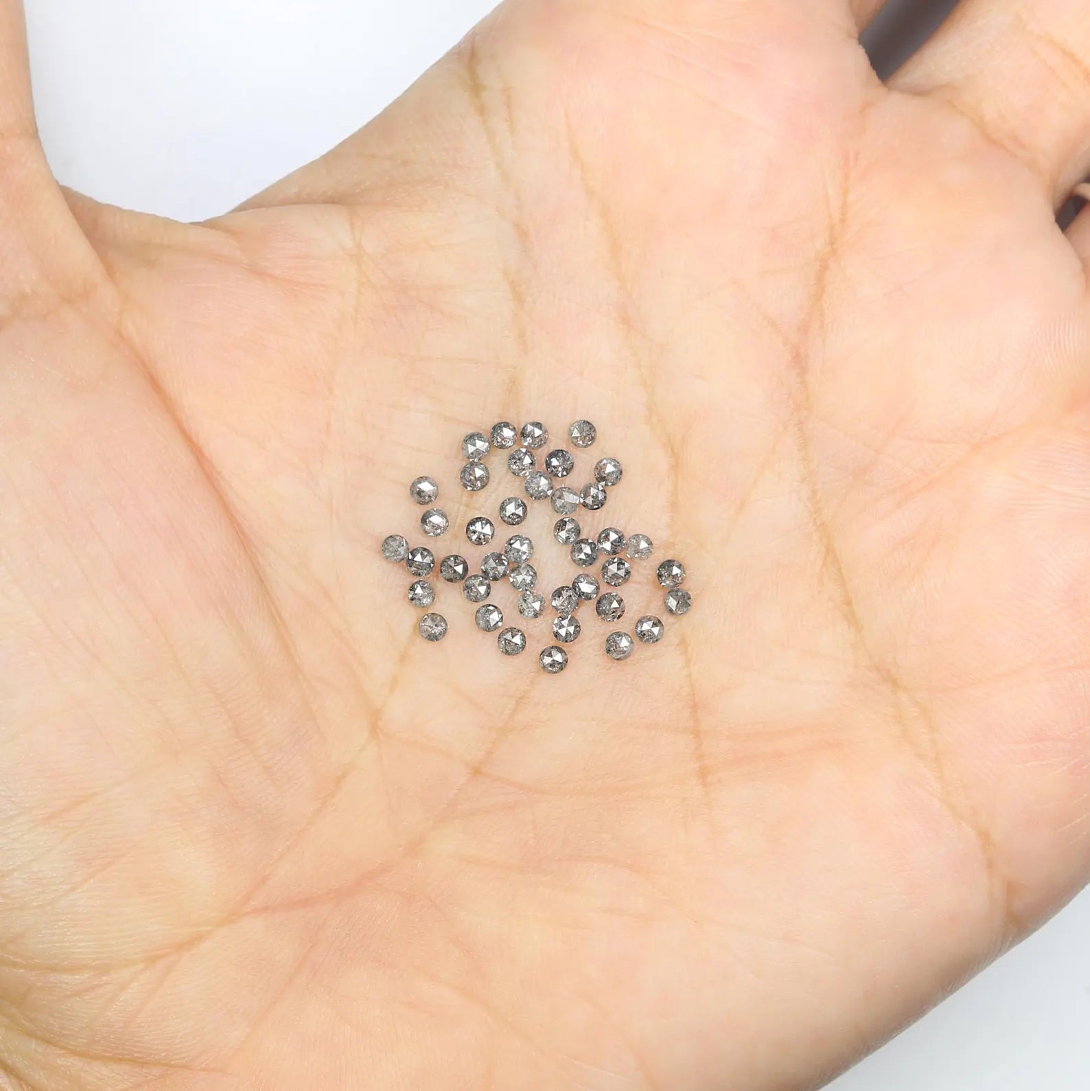 1.43 CT Natural Loose Round Shape Diamond Salt And Pepper Round Diamond 1.90 MM Natural Loose Black Grey Color Round Rose Cut Diamond NQ1560