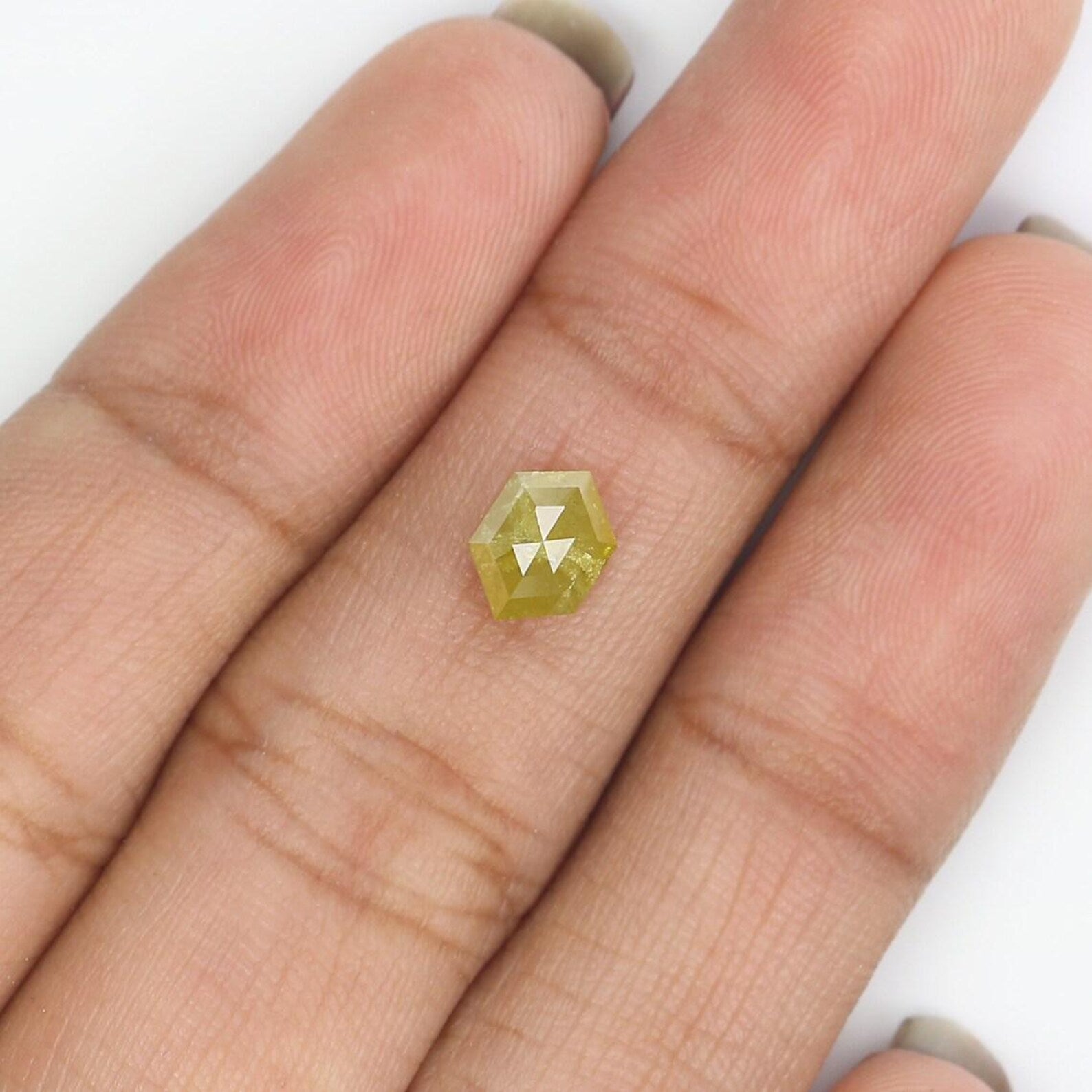 0.82 CT Natural Loose Hexagon Shape Diamond Yellow Color Hexagon Cut Diamond 6.75 MM Natural Yellow Color Hexagon Rose Cut Diamond NQ739