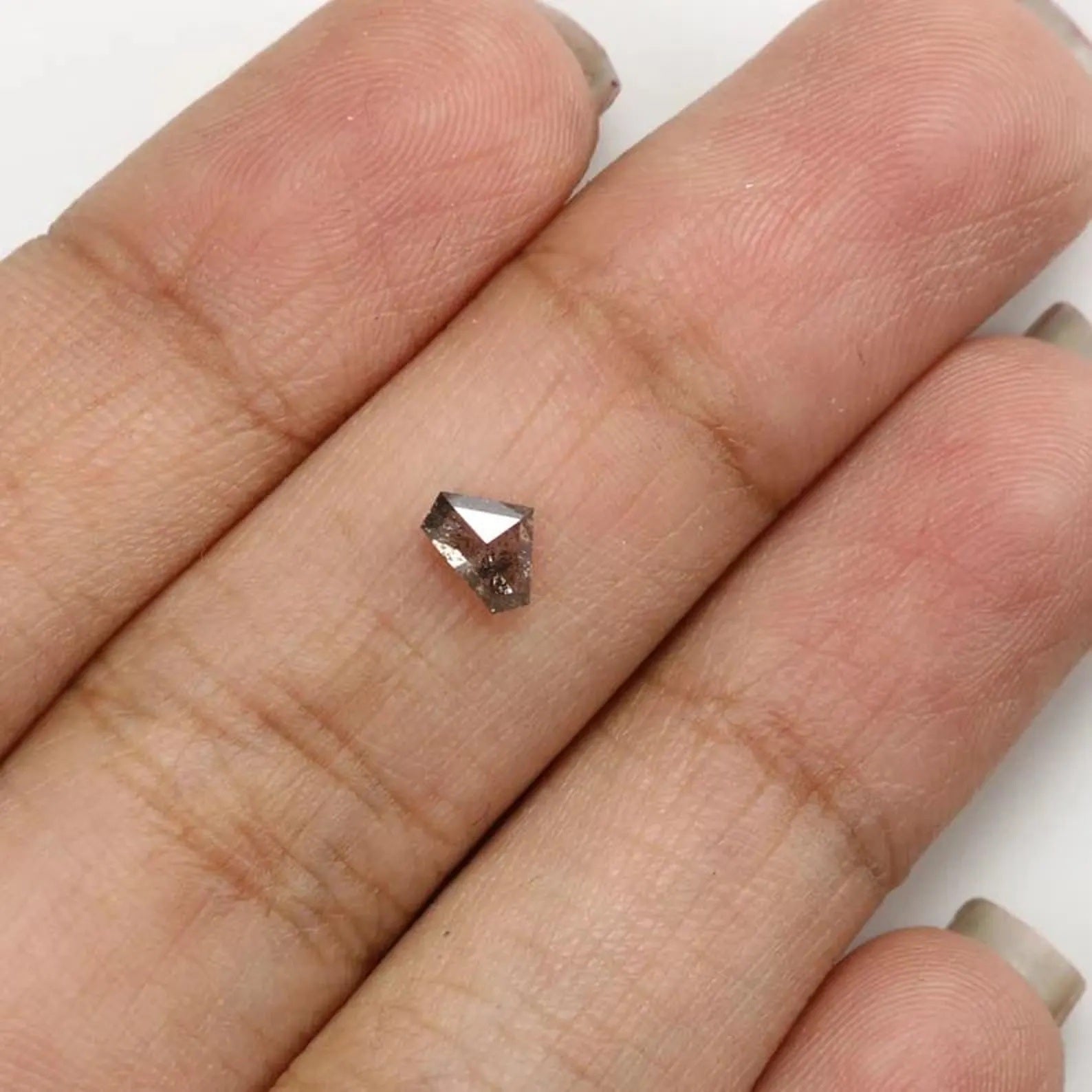 0.36 CT Natural Loose Shield Shape Diamond Salt And Pepper Shield Diamond 3.90 MM Natural Black Grey Color Shield Rose Cut Diamond NQ7289