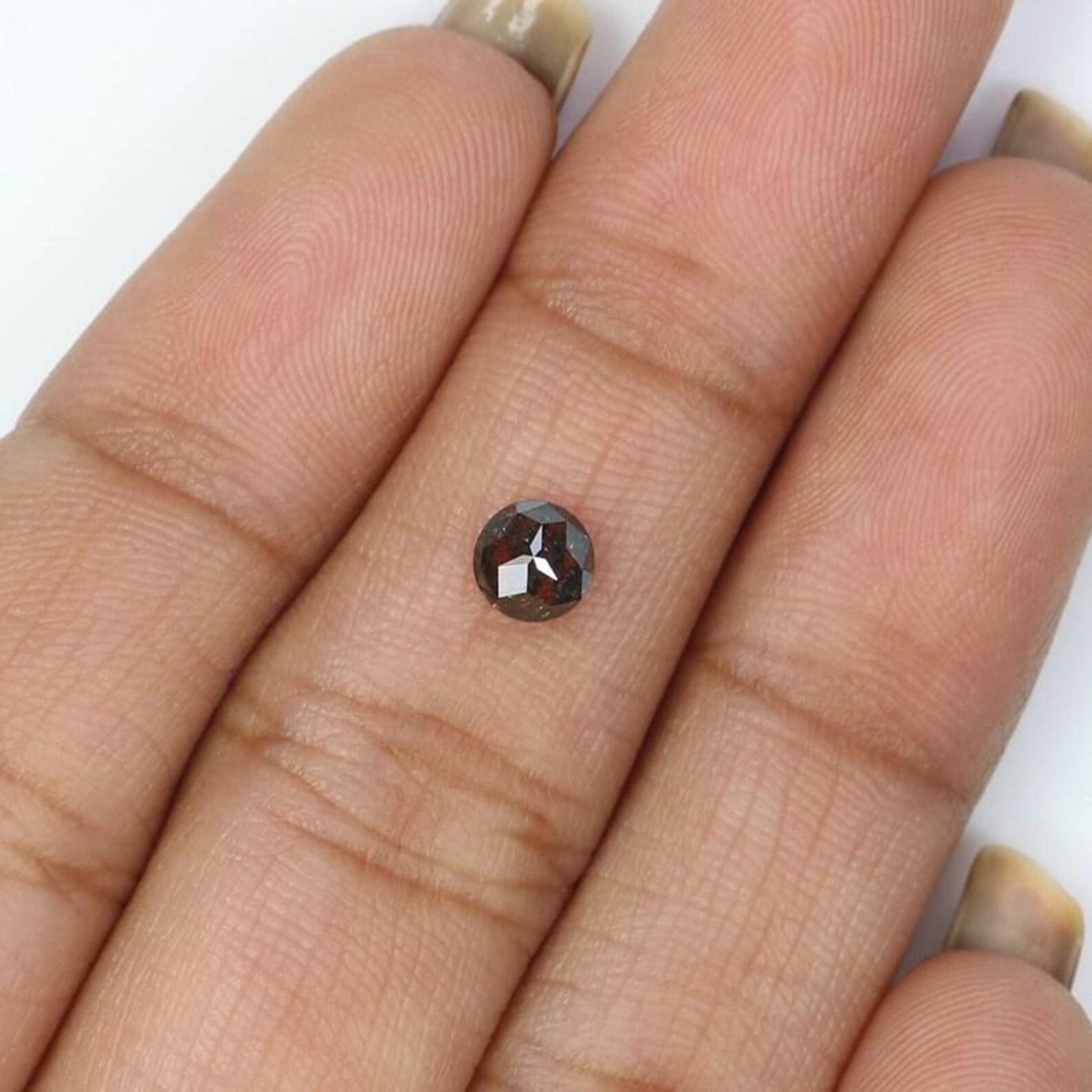 0.46 Ct Natural Loose Round Shape Diamond Salt And Pepper Round Cut Diamond 4.65 MM Natural Black Gray Color Round Rose Cut Diamond NQ2313