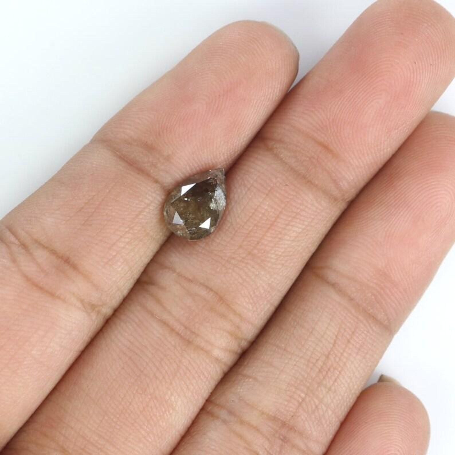 1.55 Ct Natural Loose Pear Shape Diamond Brown Color Pear Cut Diamond 9.05 MM Natural Loose Diamond Brown Color Pear Rose Cut Diamond NQ801