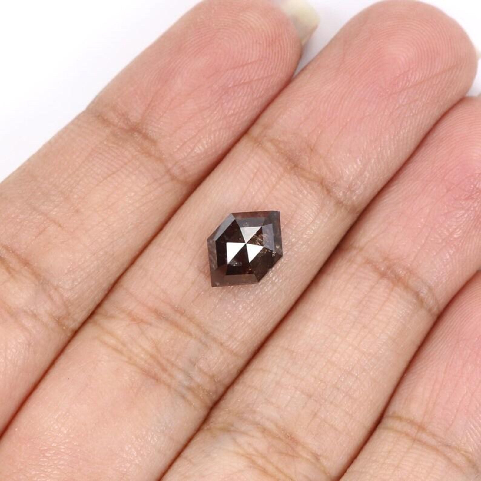 1.93 CT Natural Loose Hexagon Shape Diamond Brown Color Hexagon Diamond 9.80 MM Natural Loose Brown Color Hexagon Rose Cut Diamond NQ8285