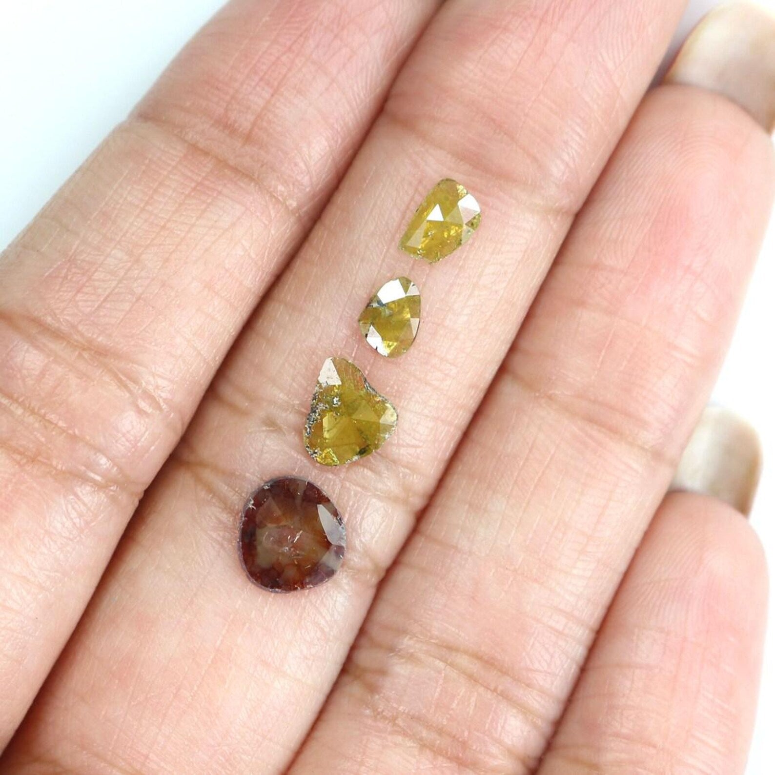 1.23 Ct Natural Loose Slice Shape Diamond Yellow Color Slice Diamond 5.15 MM Natural Loose Diamond Brown Color Slice Rose Cut Diamond NQ2090
