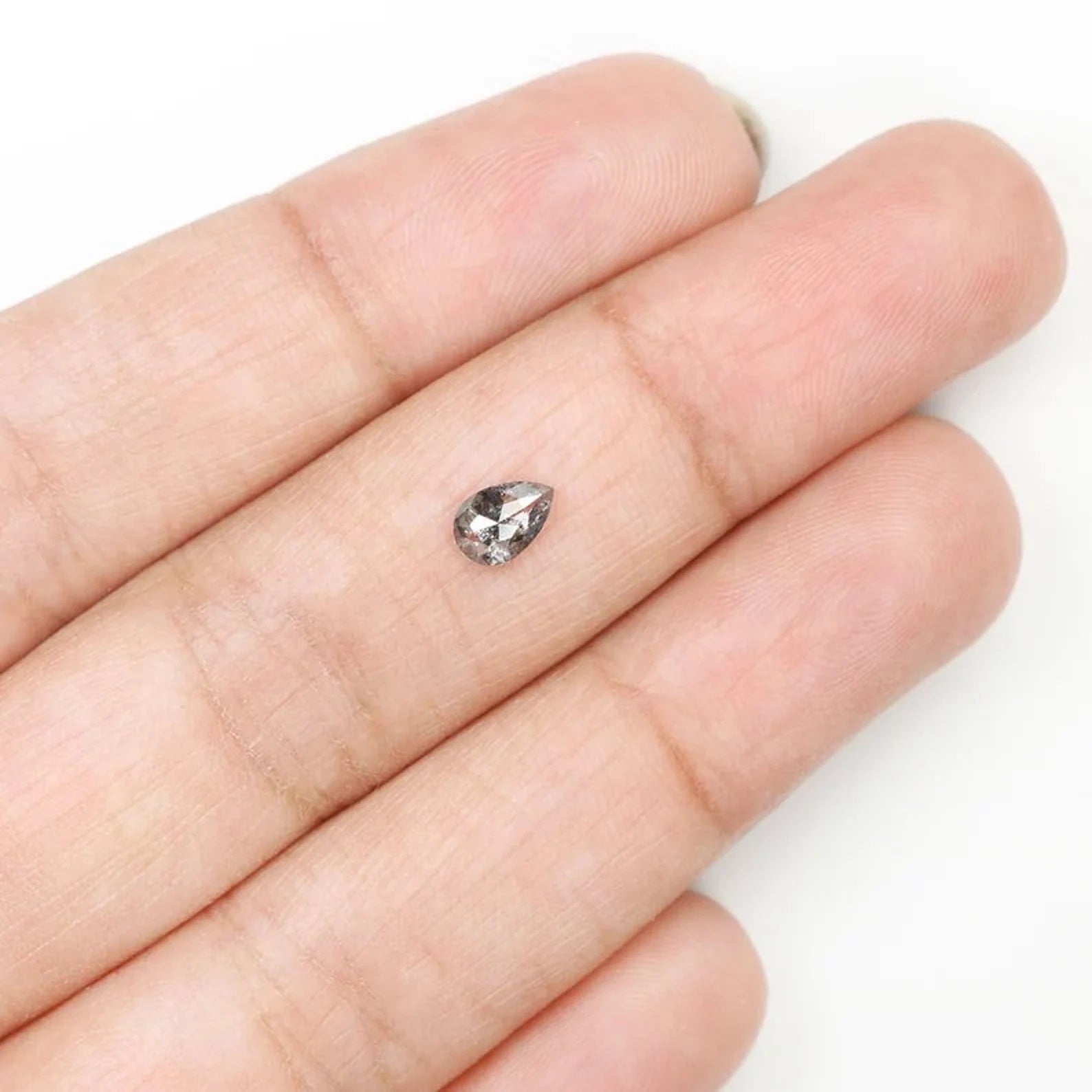 0.35 CT Natural Loose Pear Shape Diamond Salt And Pepper Pear Diamond 5.65 MM Natural Diamond Black Grey Color Pear Rose Cut Diamond NQ1056