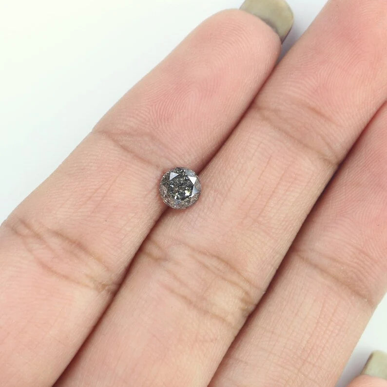 0.53 Ct Natural Loose Round Shape Diamond Salt And Pepper Round Diamond 4.85 MM Natural Black Grey Color Round Brilliant Cut Diamond NQ806