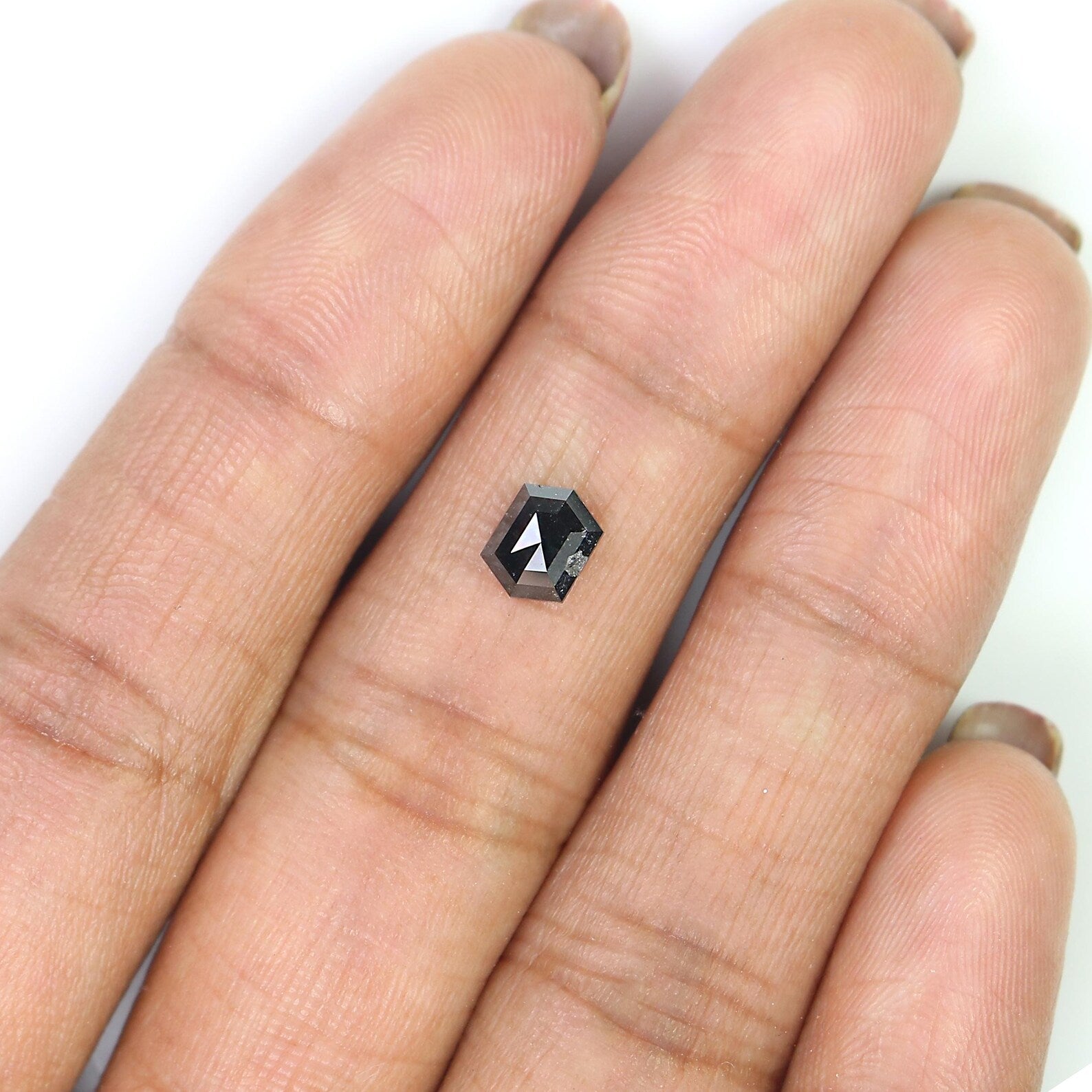 0.80 CT Natural Loose Hexagon Shape Diamond Black Color Hexagon Cut Diamond 6.25 MM Natural Diamond Black Hexagon Rose Cut Diamond QN1275