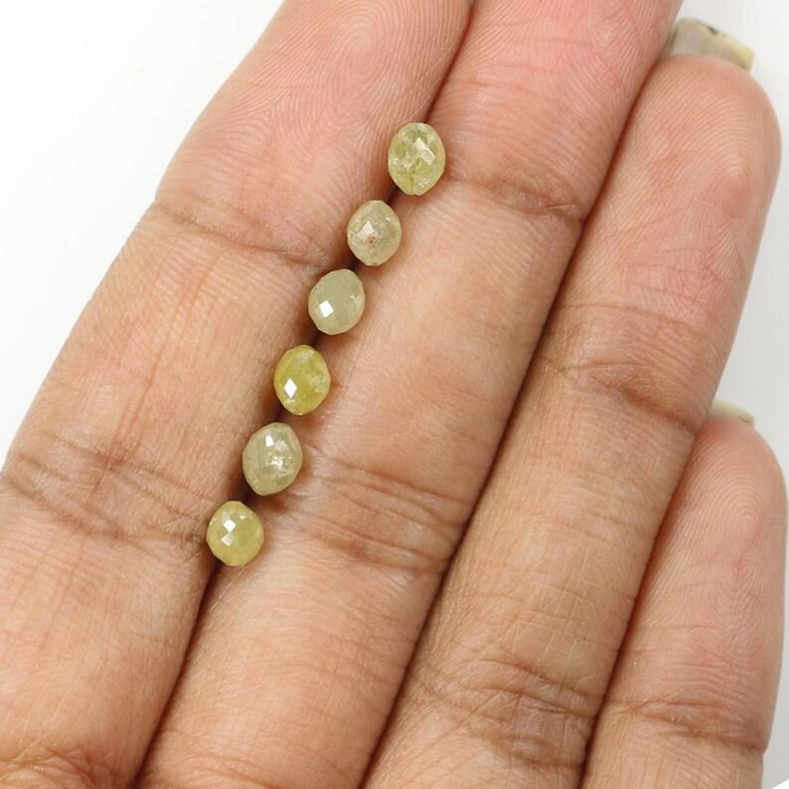 3.31 CT Natural Loose Egg Shape Bead Diamond Yellow Color Bead Diamond 4.30 MM Natural Diamond Gray Color Egg Shape Rose Cut Diamond NQB1785