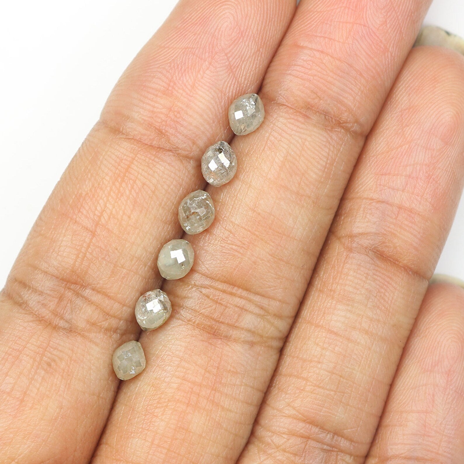 Natural Loose Egg Shape Bead Gray Color Diamond 3.51 CT 4.40 MM Bead Shape Rose Cut Diamond KDN1786