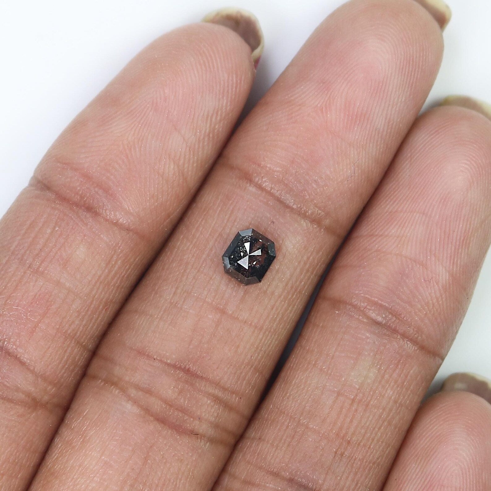 0.55 CT Natural Loose Emerald Shape Diamond Salt And Pepper Emerald Cut Diamond 5.10 MM Black Grey Color Emerald Rose Cut Diamond QN9426