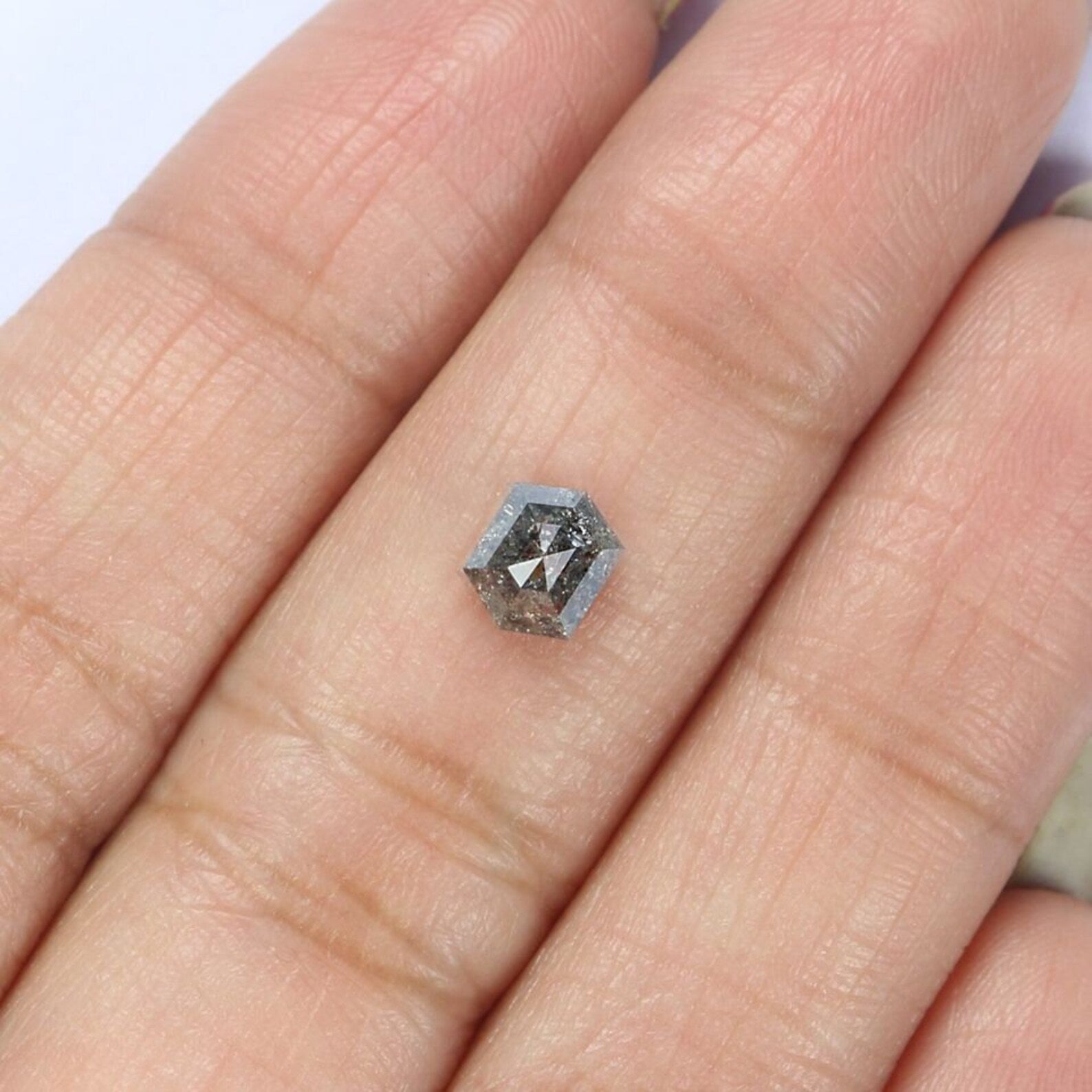 0.76 CT Natural Loose Hexagon Shape Diamond Salt And Pepper Hexagon Cut Diamond 5.95 MM Natural Loose Hexagon Shape Rose Cut Diamond QN2187