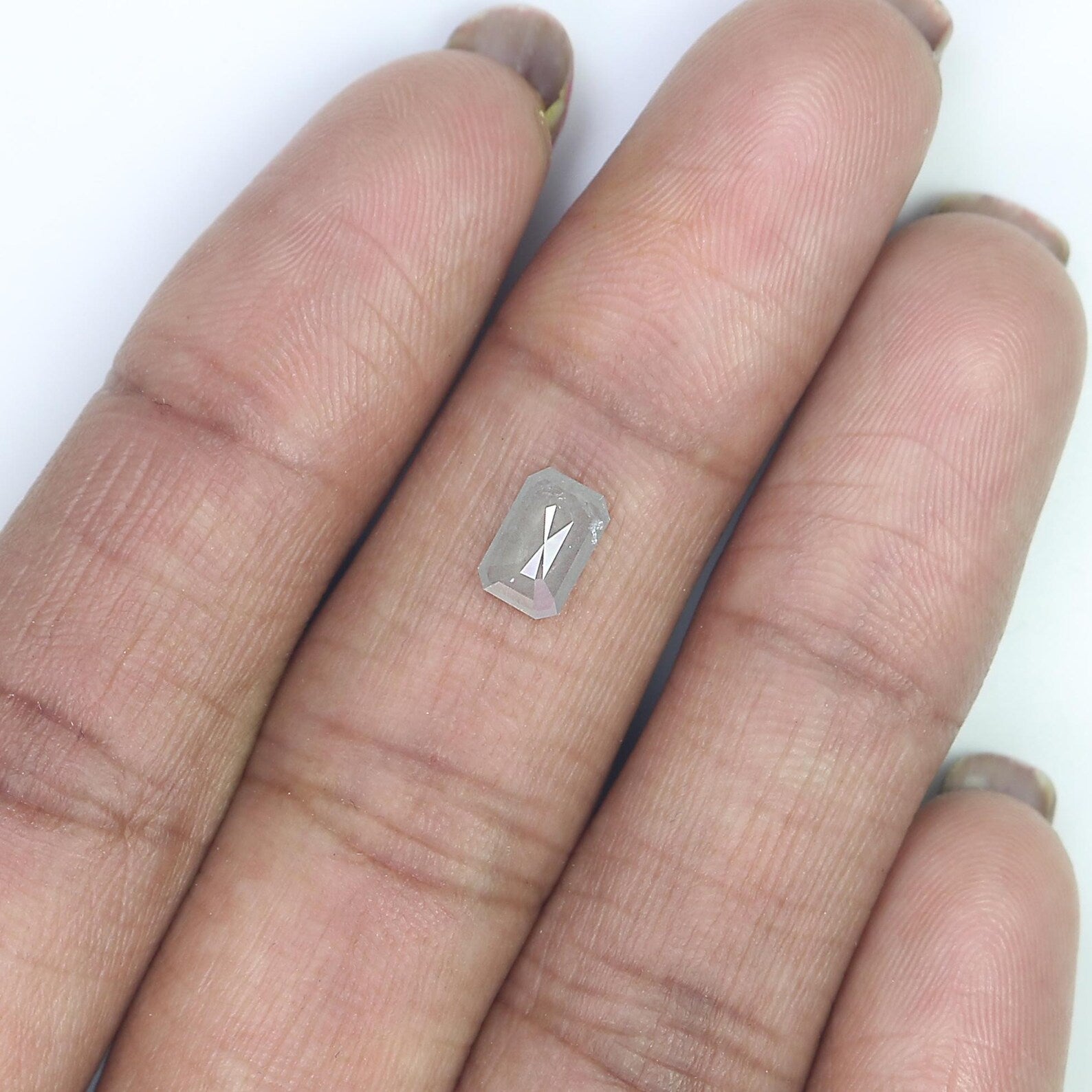 0.78 CT Natural Loose Emerald Shape Diamond Grey Color Emerald Diamond 6.80 MM Natural Diamond Grey Color Emerald Rose Cut Diamond QN9640