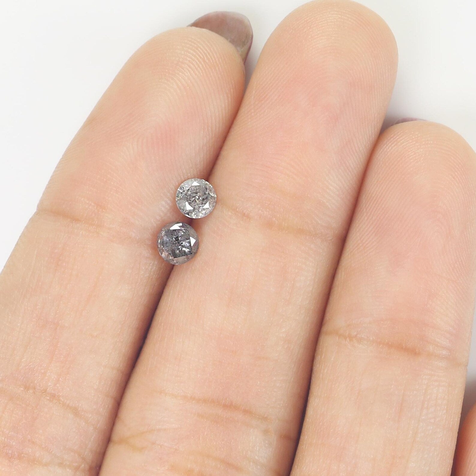 0.55 CT Natural Loose Round Shape Pair Diamond Salt And Pepper Round Diamond 3.70 MM Natural Black Grey Round Brilliant Cut Diamond NQ302