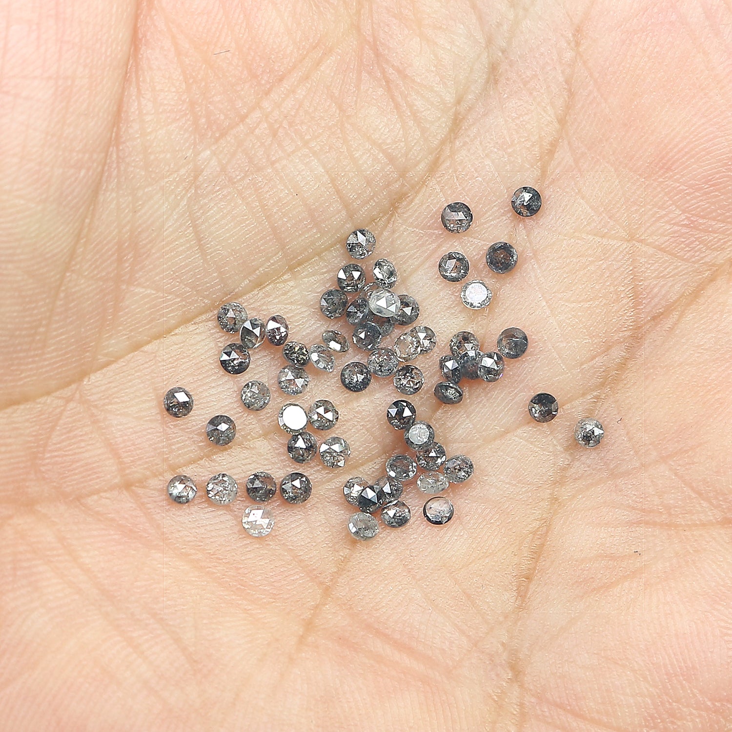 2.13 Ct Natural Loose Round Shape Diamond Salt And Pepper Diamond 1.90 MM Natural Diamond Black Grey Color Round Rose Cut Diamond LQ3035