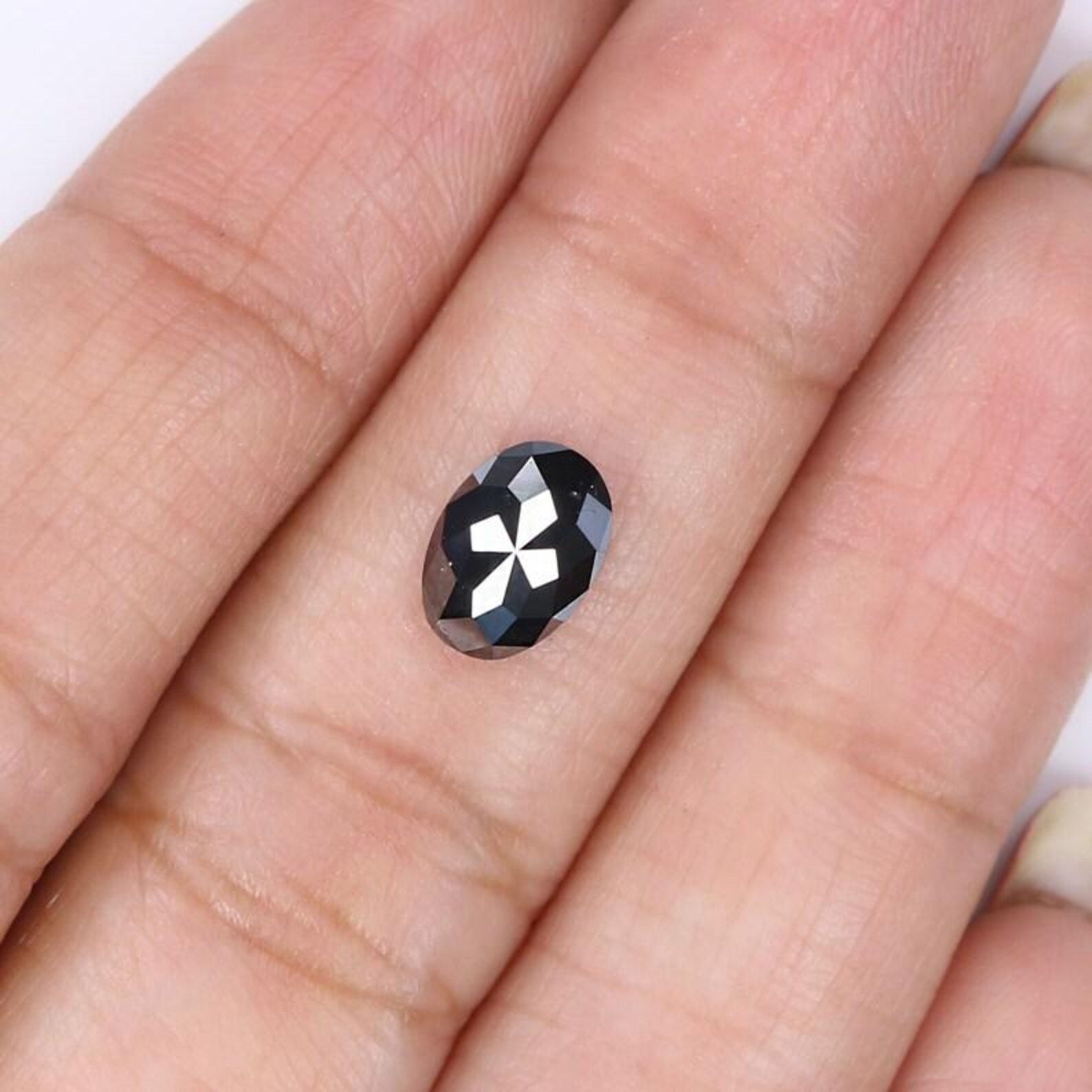 1.15 CT Natural Loose Oval Shape Diamond Black Color Oval Cut Diamond 8.00 MM Natural Loose Diamond Black Color Oval Rose Cut Diamond QN1980