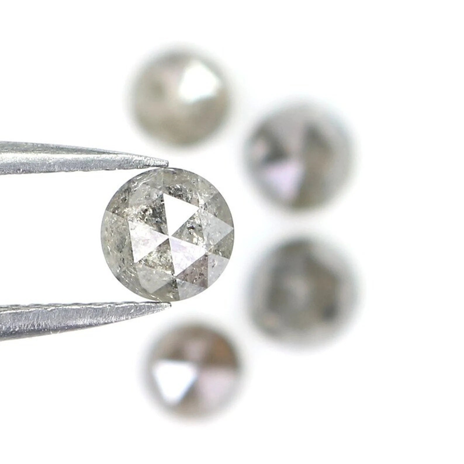 2.42 CT Natural Loose Round Rose Cut Diamond Salt And Pepper Round Shape Diamond 4.60 MM Natural Black Grey Color Rose Cut Diamond NQ2056