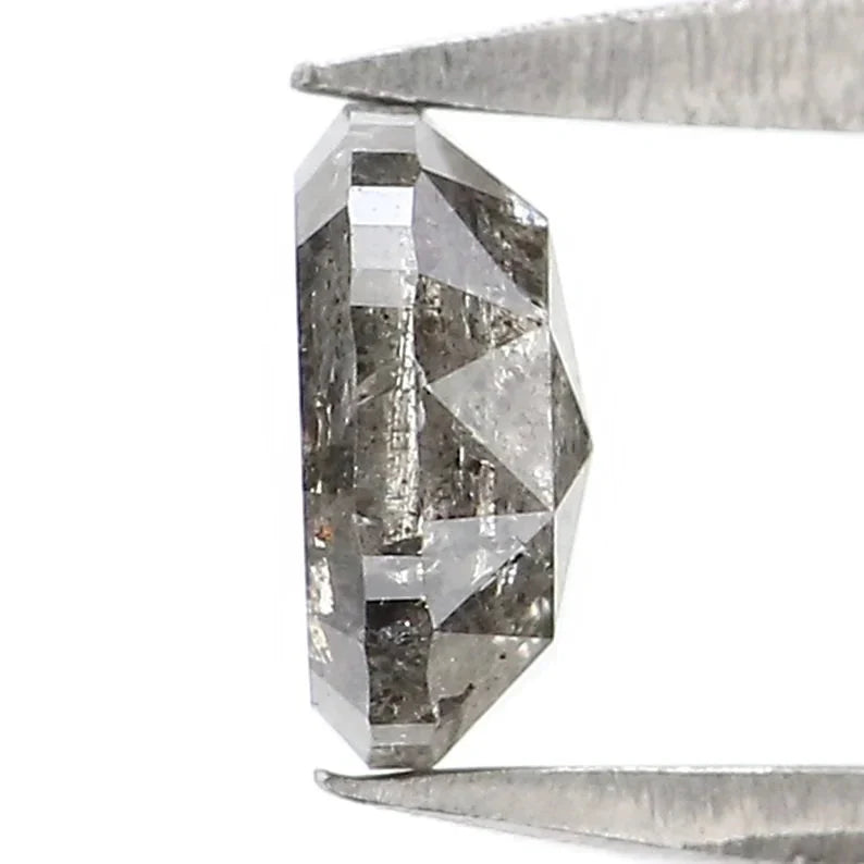 0.52 Ct Natural Loose Oval Shape Diamond Salt And Pepper Oval Cut Diamond 5.30 MM Natural Black Grey Color Oval Rose Cut Diamond NQ9258
