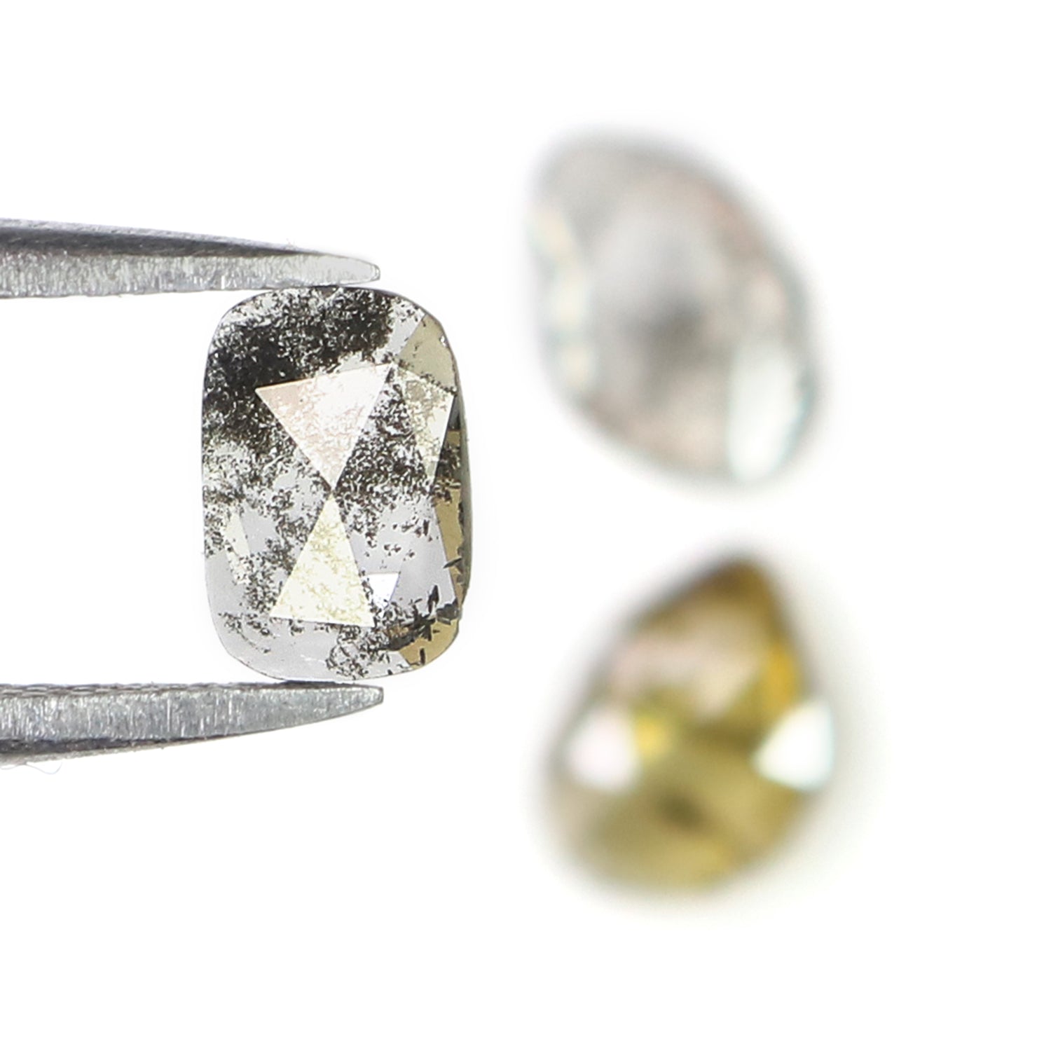 1.41 CT Natural Loose Slice Shape Diamond Salt And Pepper Slice Uncut Diamond 7.55 MM Natural Black Grey Diamond Irregular Cut Diamond L3588