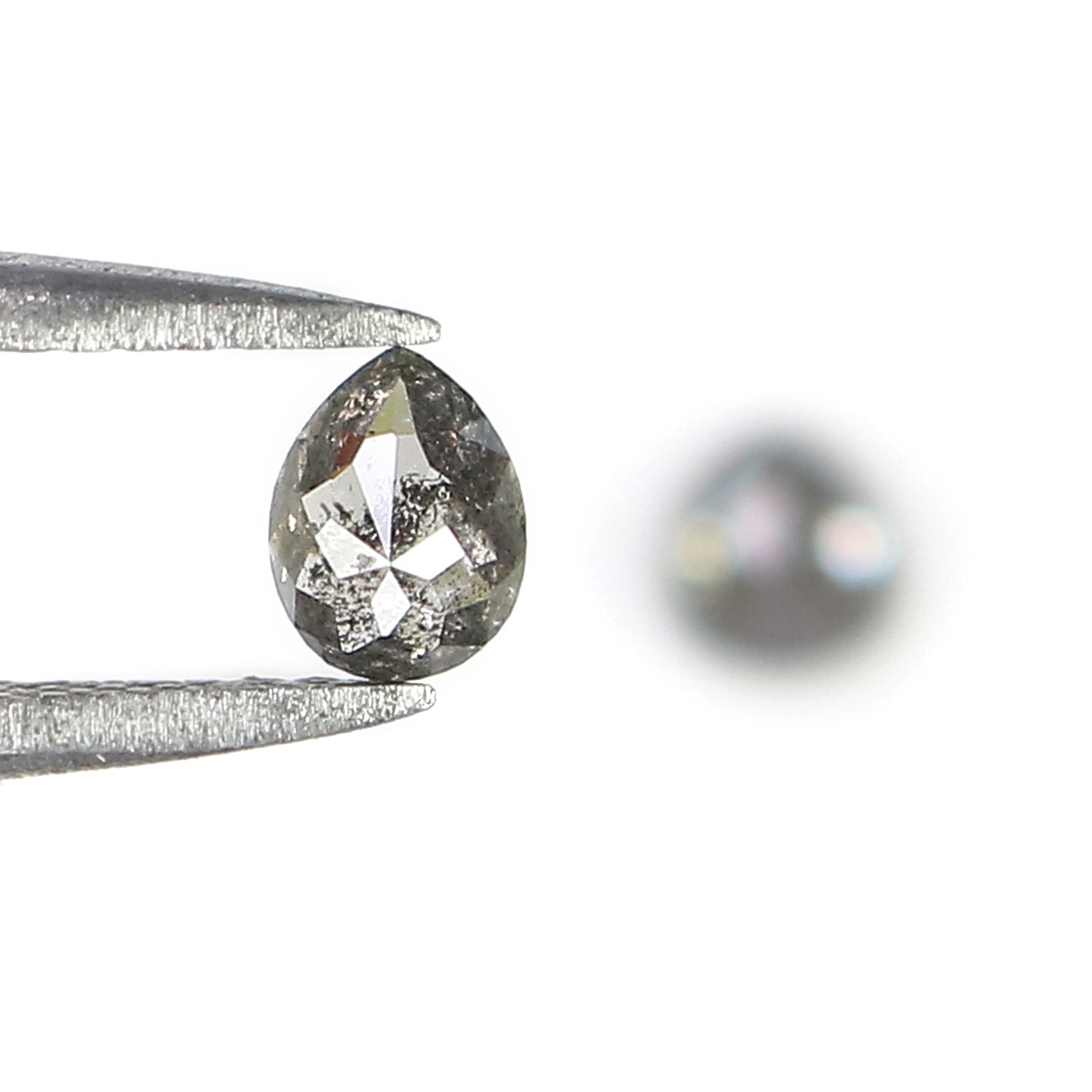 0.43 CT Natural Loose Pear Cut Pair Diamond Salt And Pepper Pear Shape Diamond 3.85 MM Natural Black Grey Color Pear Rose Cut Diamond KQ2478